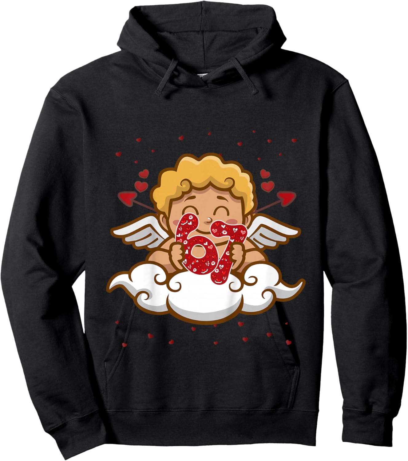 Kids 6 7 Meme Six Seven Cupid 67 Valentines Day Toddler Hoodie - Hoodie | Black