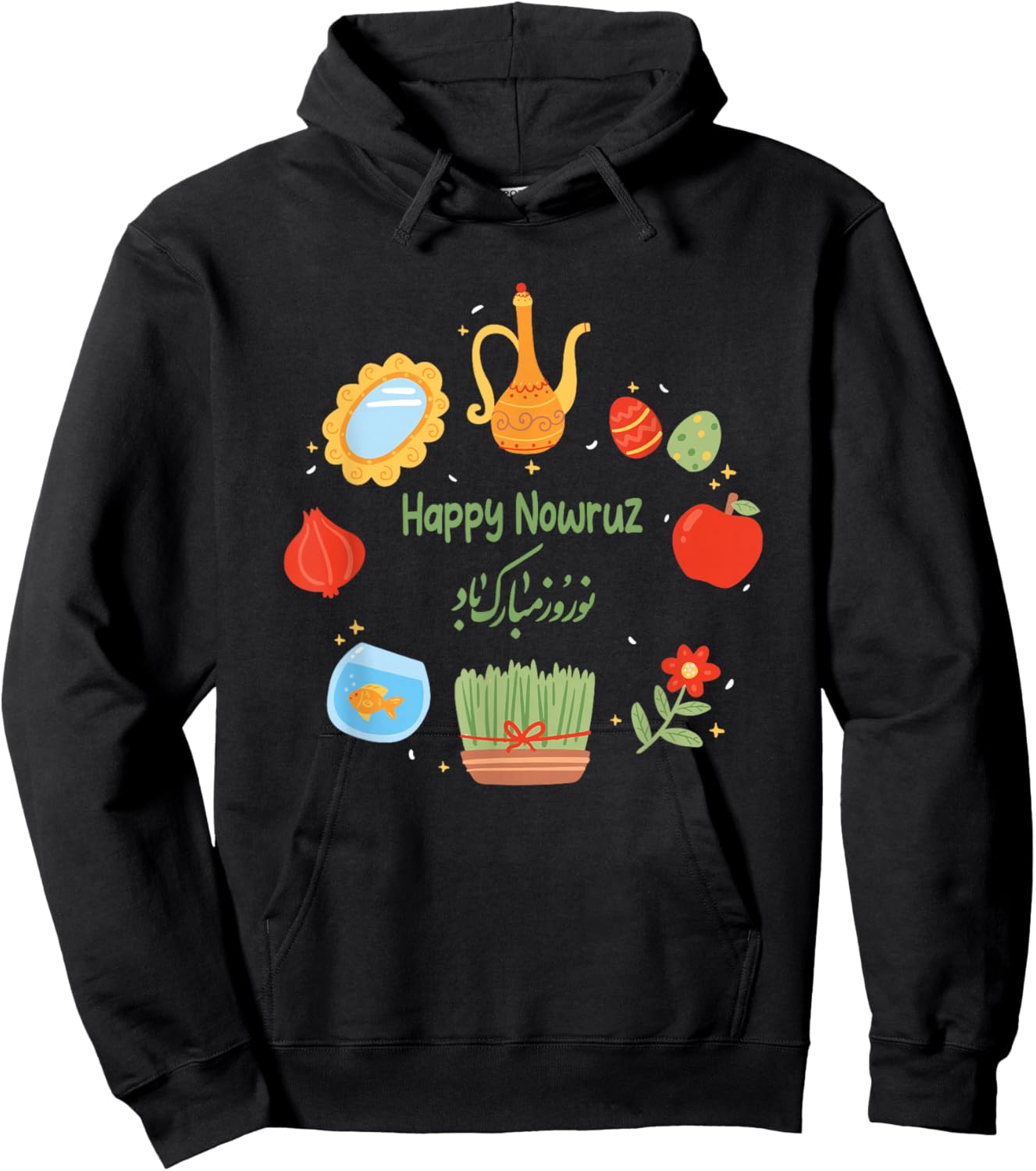 Happy Nowruz Haft-Seen Table Persian New Year Party Matching Hoodie - Hoodie | Black