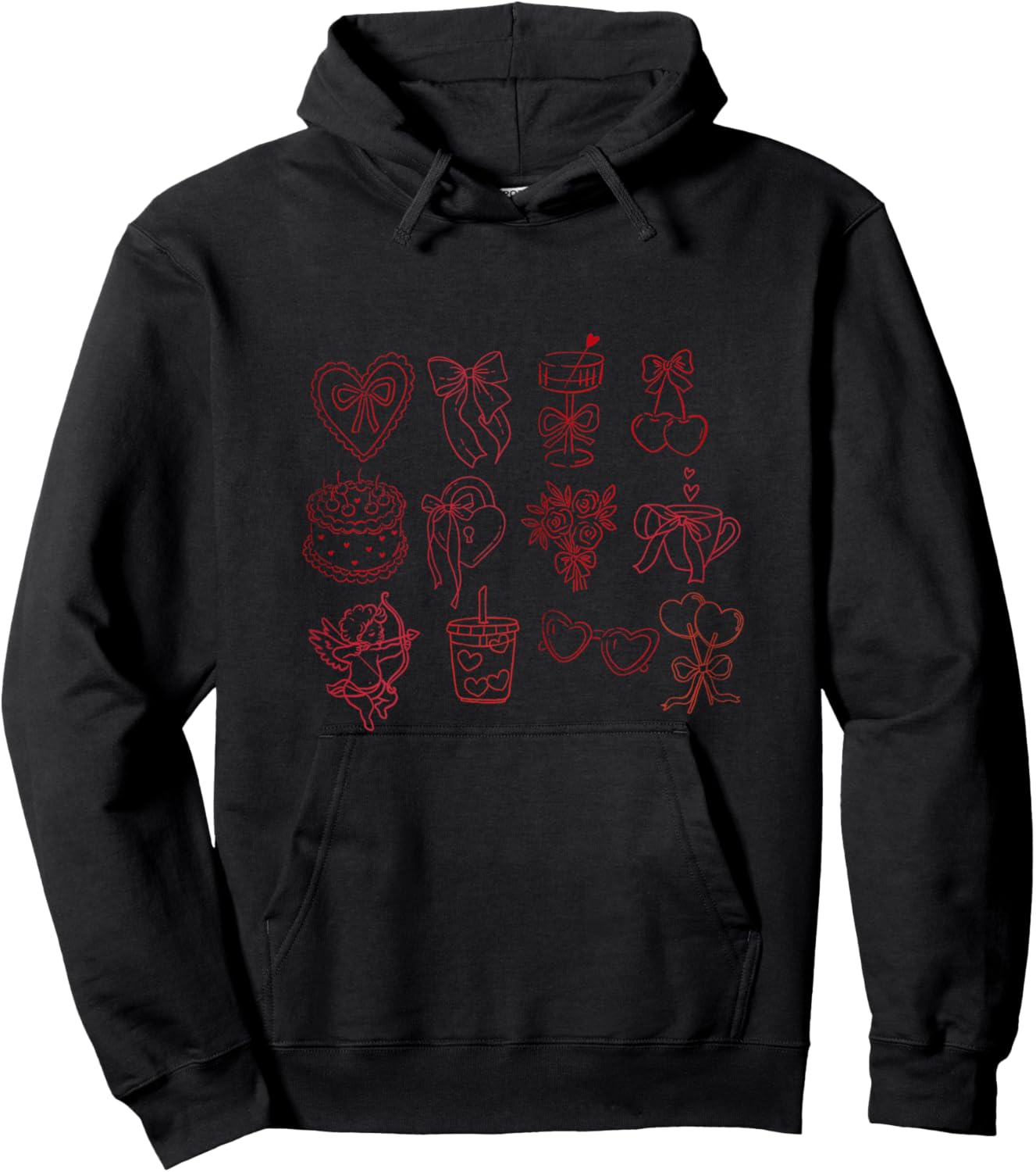 Vintage Valentine Design Hearts Hoodie - Hoodie | Black