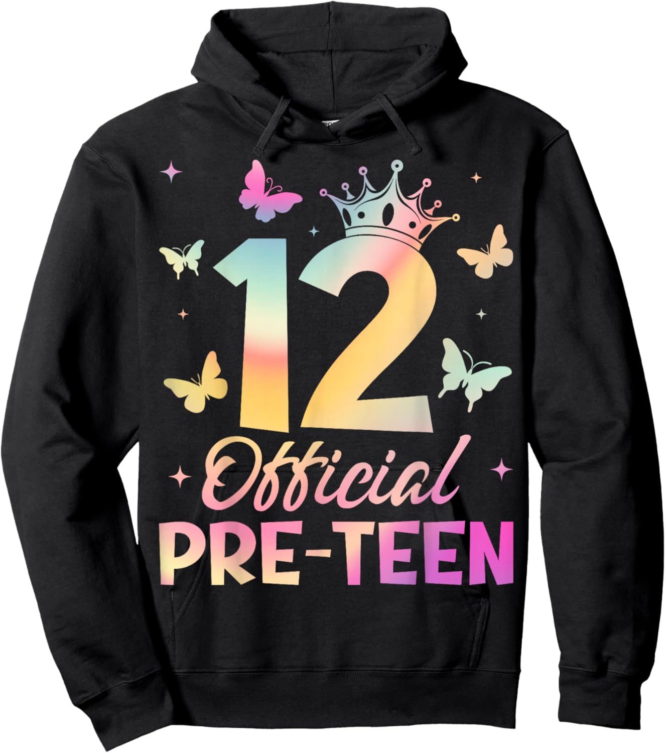 Crown 12th Birthday Party 12 Official Pre-Teen Birthday Girl Hoodie - Hoodie | Black