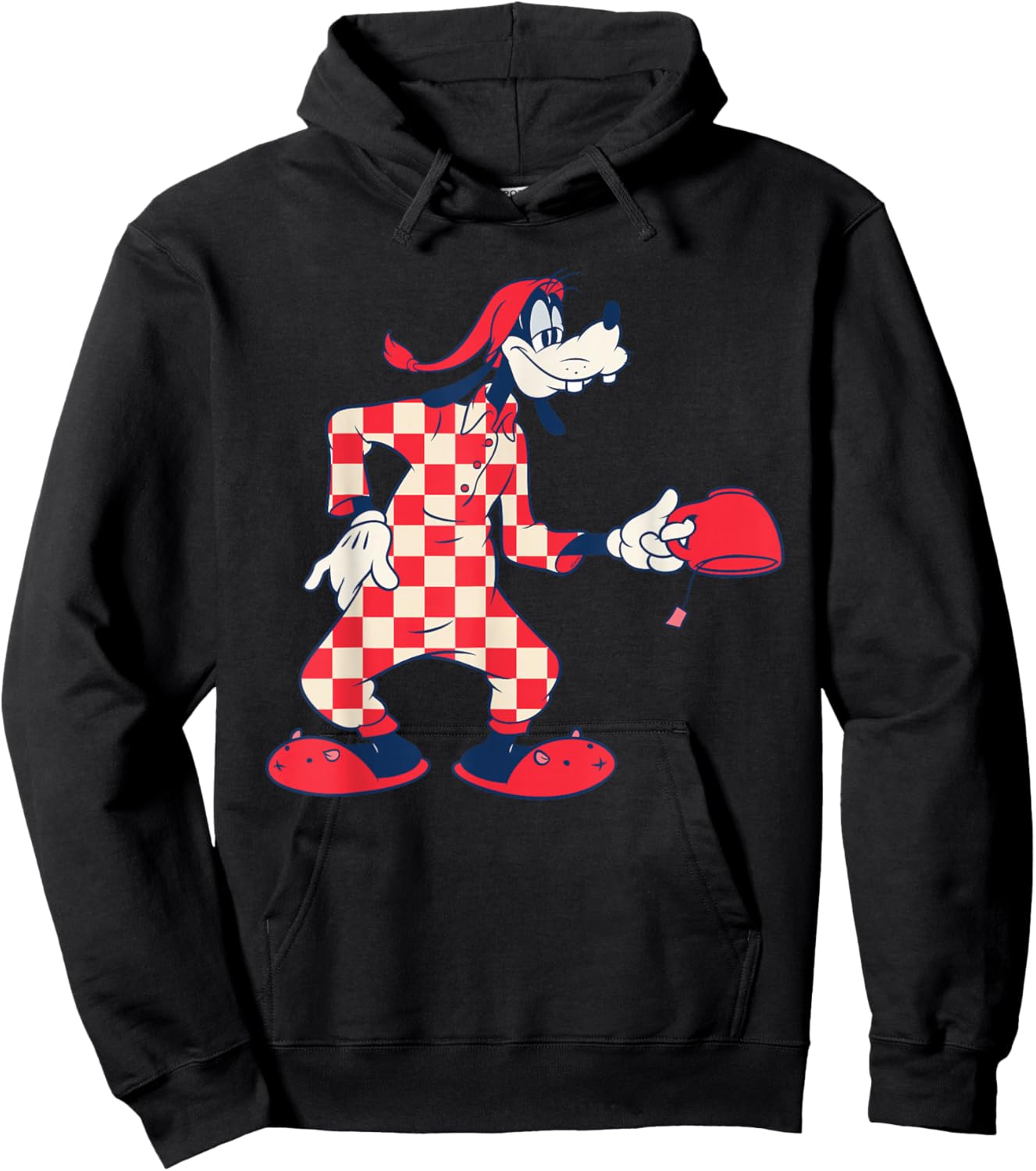 Disney Goofy Checkered Pajamas Slumber Party PJs Pose Hoodie - Hoodie | Black