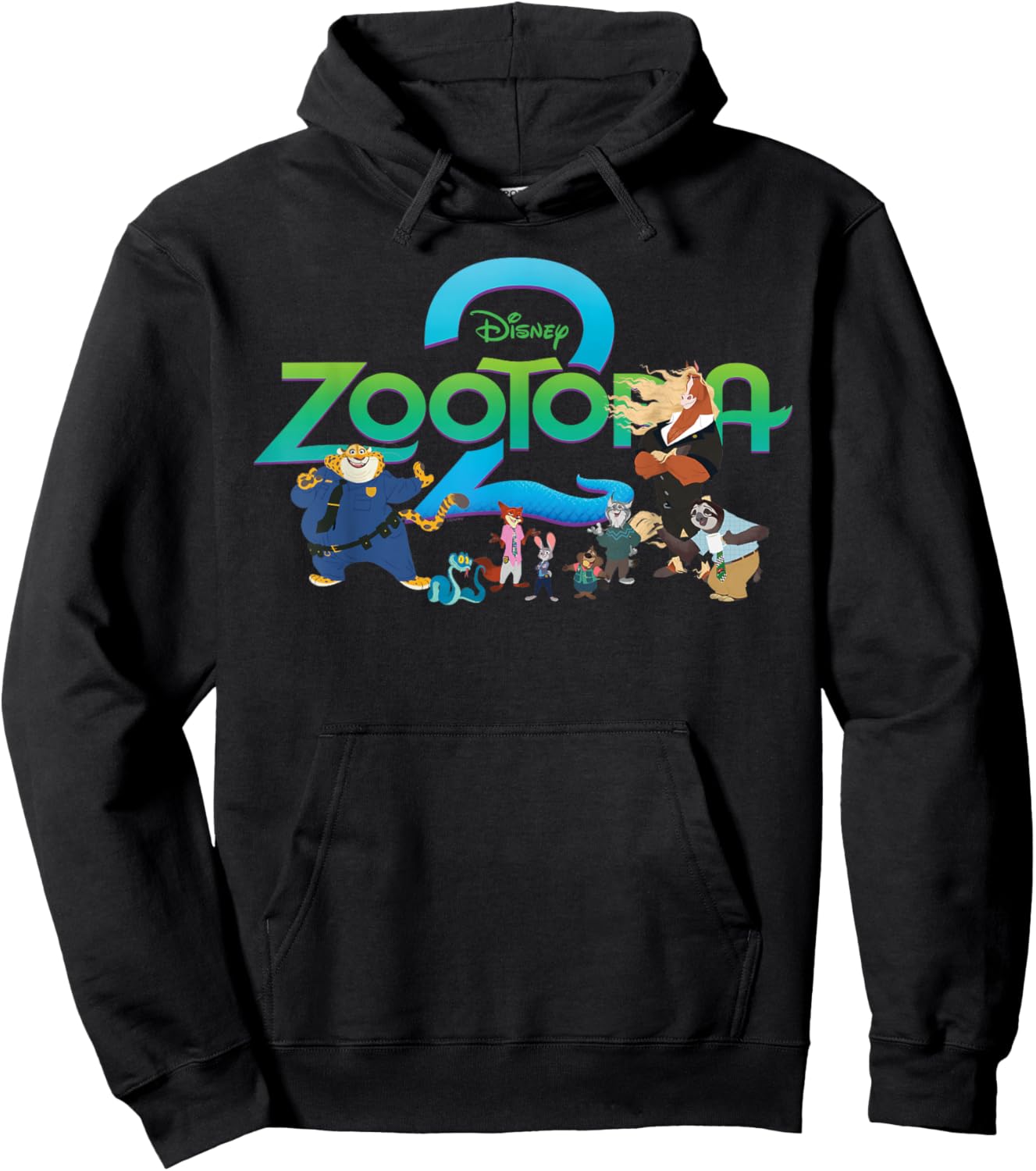 Disney Zootopia 2 Illustrated Characters and Logo Hoodie - Hoodie | Black