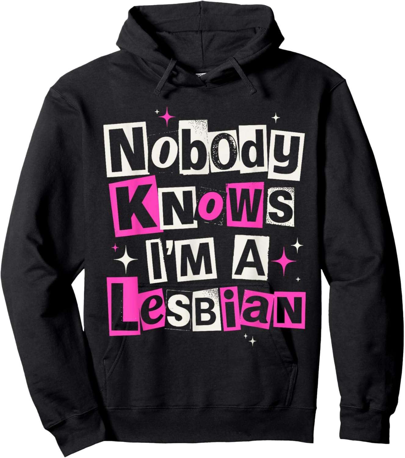 Nobody Knows I'm A Lesbian Pride LGBTQ Y2K Ironic Meme Hoodie - Hoodie | Black