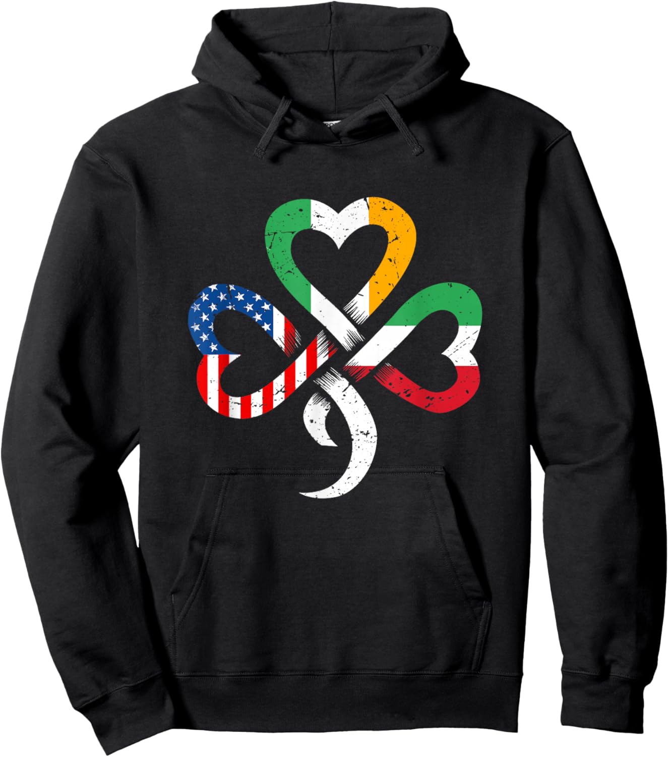 Irish Italian American Flag Ireland Italy Celtic Shamrock Hoodie - Hoodie | Black