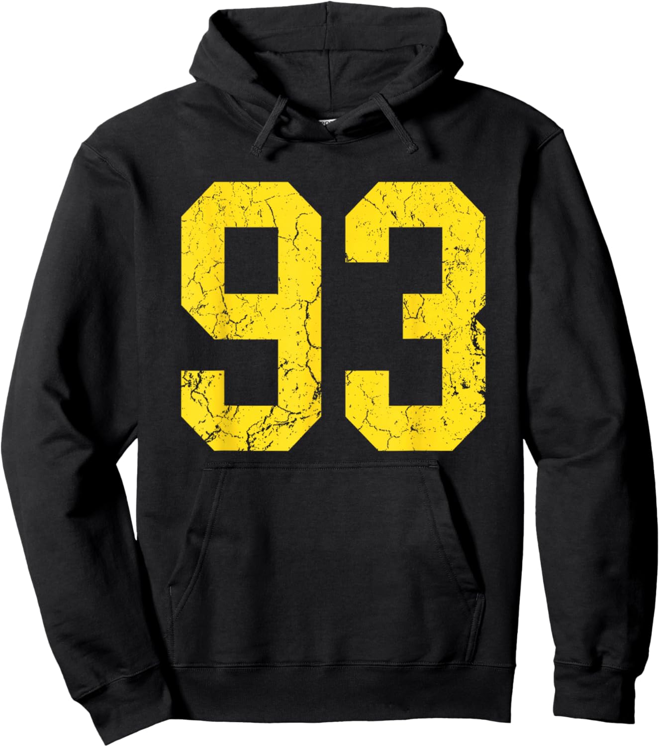 Distressed Bright Gold Number 93 Jersey Player Uniform #93 Hoodie - Hoodie | Black