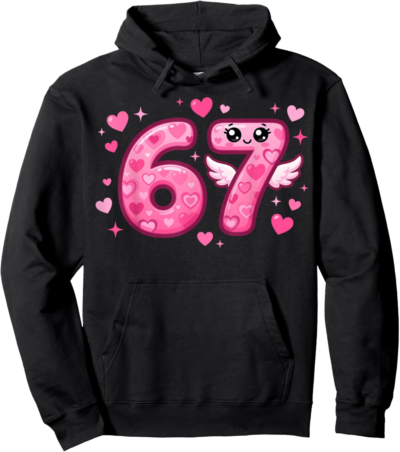 Kawaii 6-7 Pink Heart Six Seven Kids Meme 6 7 Valentines Hoodie - Hoodie | Black