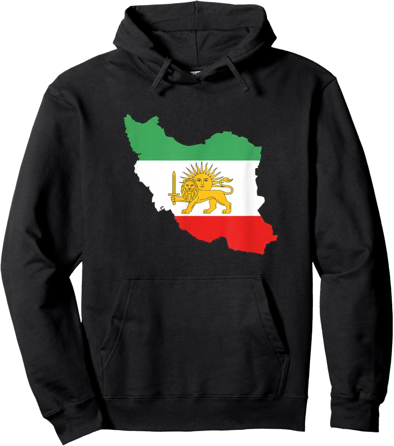 Iran Map with Lion and Sun Emblem Persian Pride Iran History Hoodie - Hoodie | Black