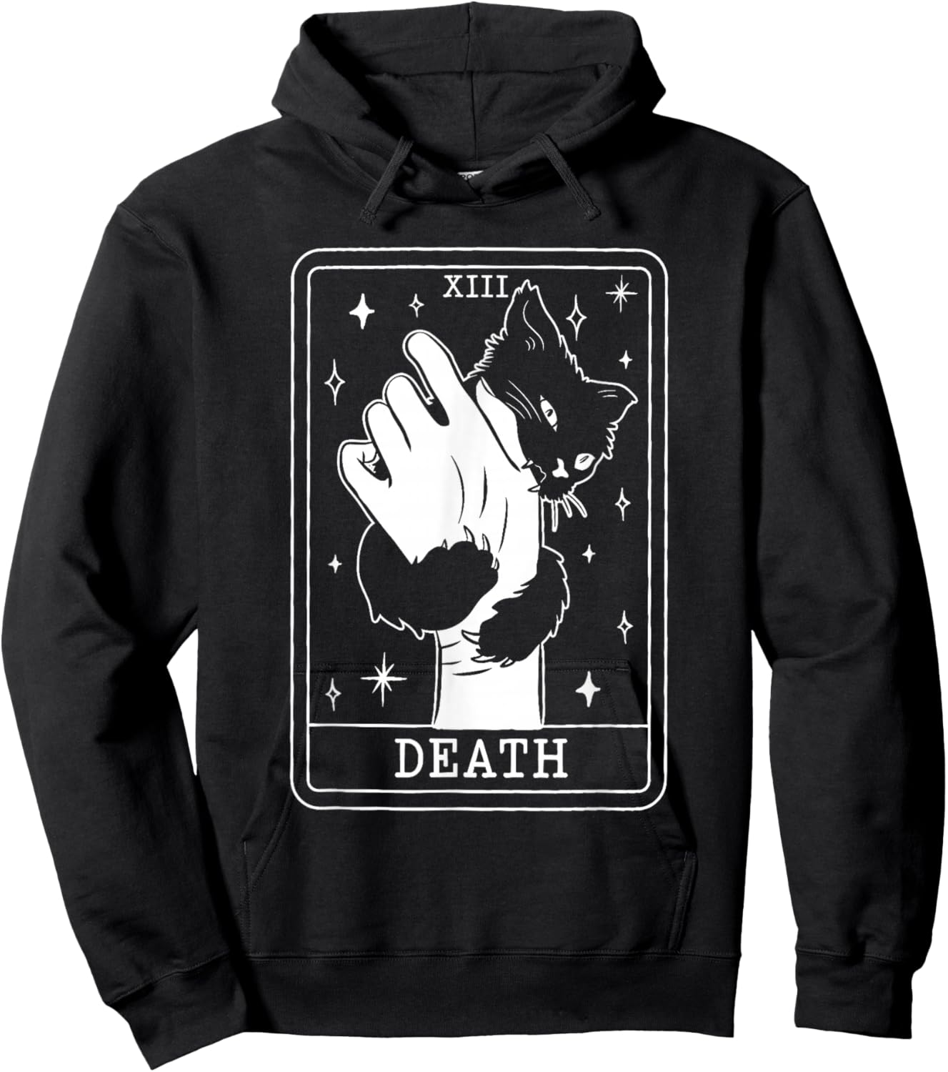 Black Cat Tarot Death Halloween Witchy Cat Lover Men Women Hoodie - Hoodie | Black