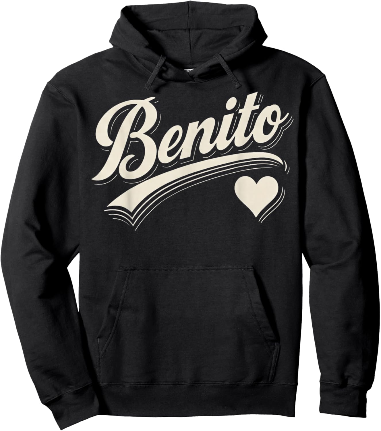 Vintage Benito Heart Script Gift Women Kid Boy Girl Hoodie - Hoodie | Black