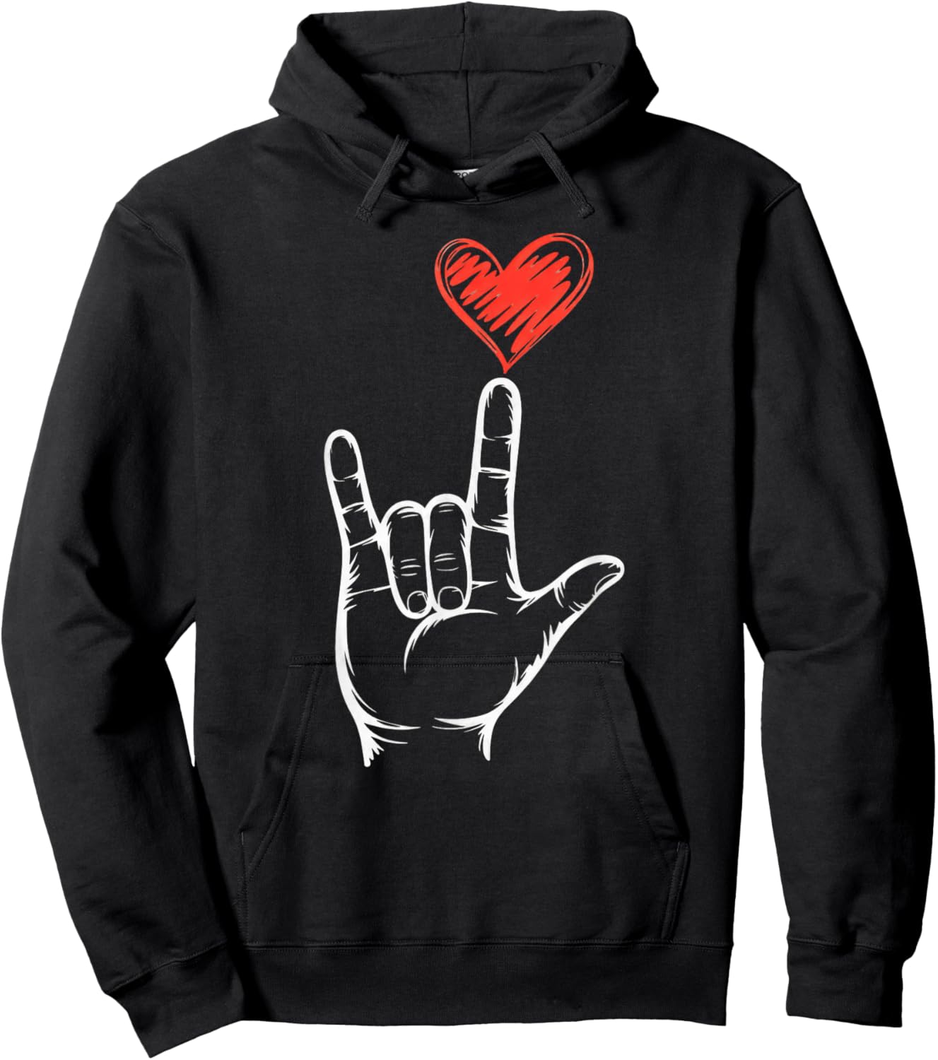 Valentine I Love You Hand Sign Hoodie - Hoodie | Black