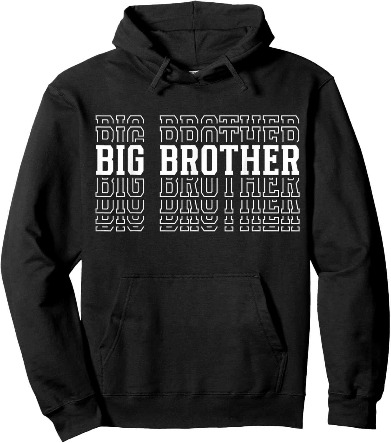 Big Brother Funny Layered Text Siblings Older Bro Hoodie - Hoodie | Black