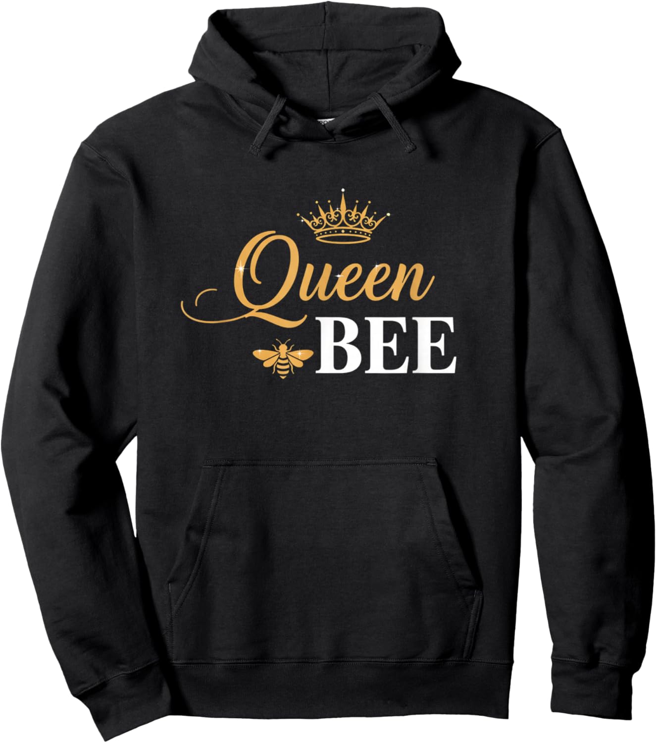 Queen Bee Crown Script Feminine Nature Insect Lover Hoodie - Hoodie | Black