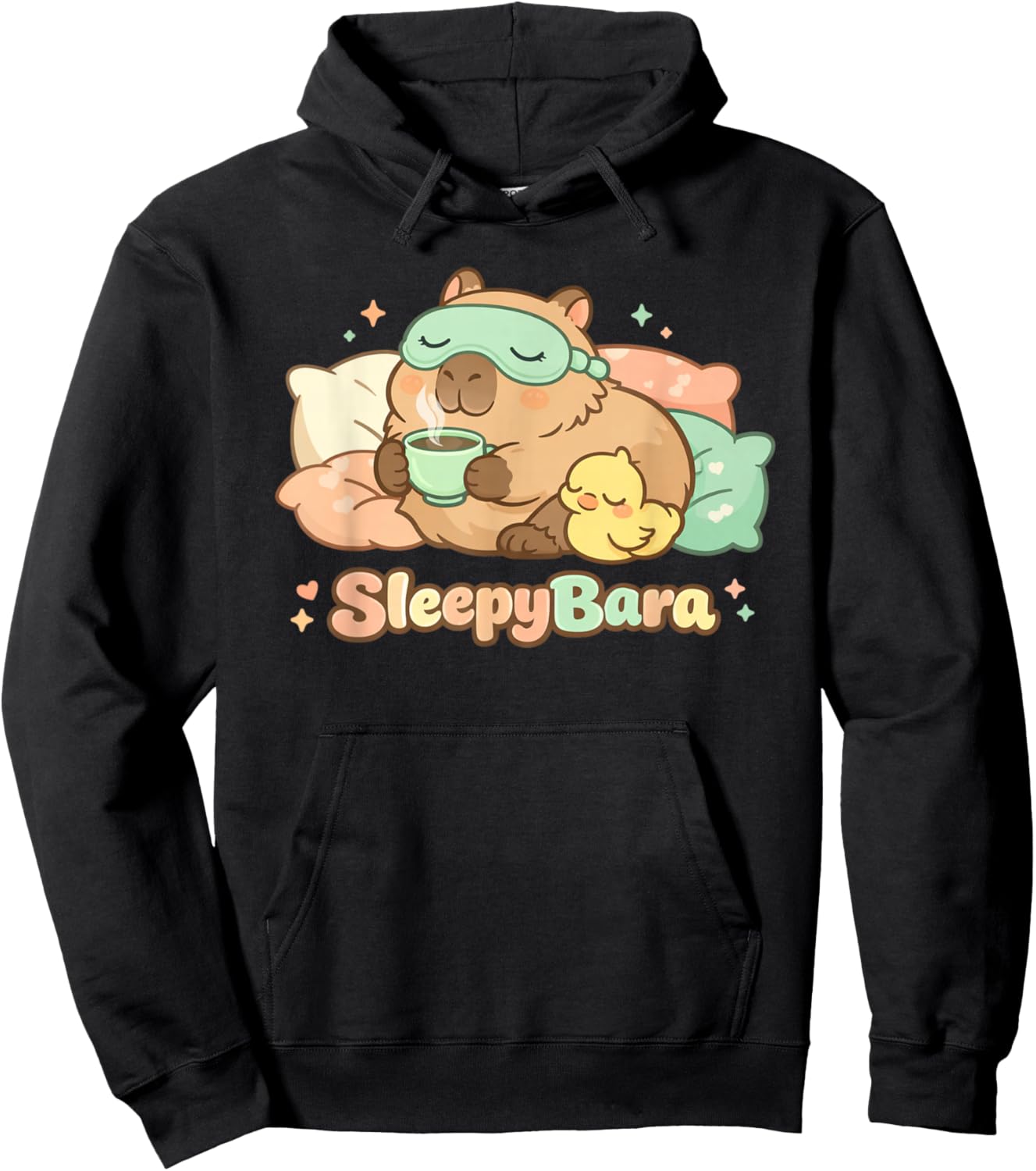 Funny Capybara Sleepybara Pajamas Kawaii Man Woman Kid Hoodie - Hoodie | Black