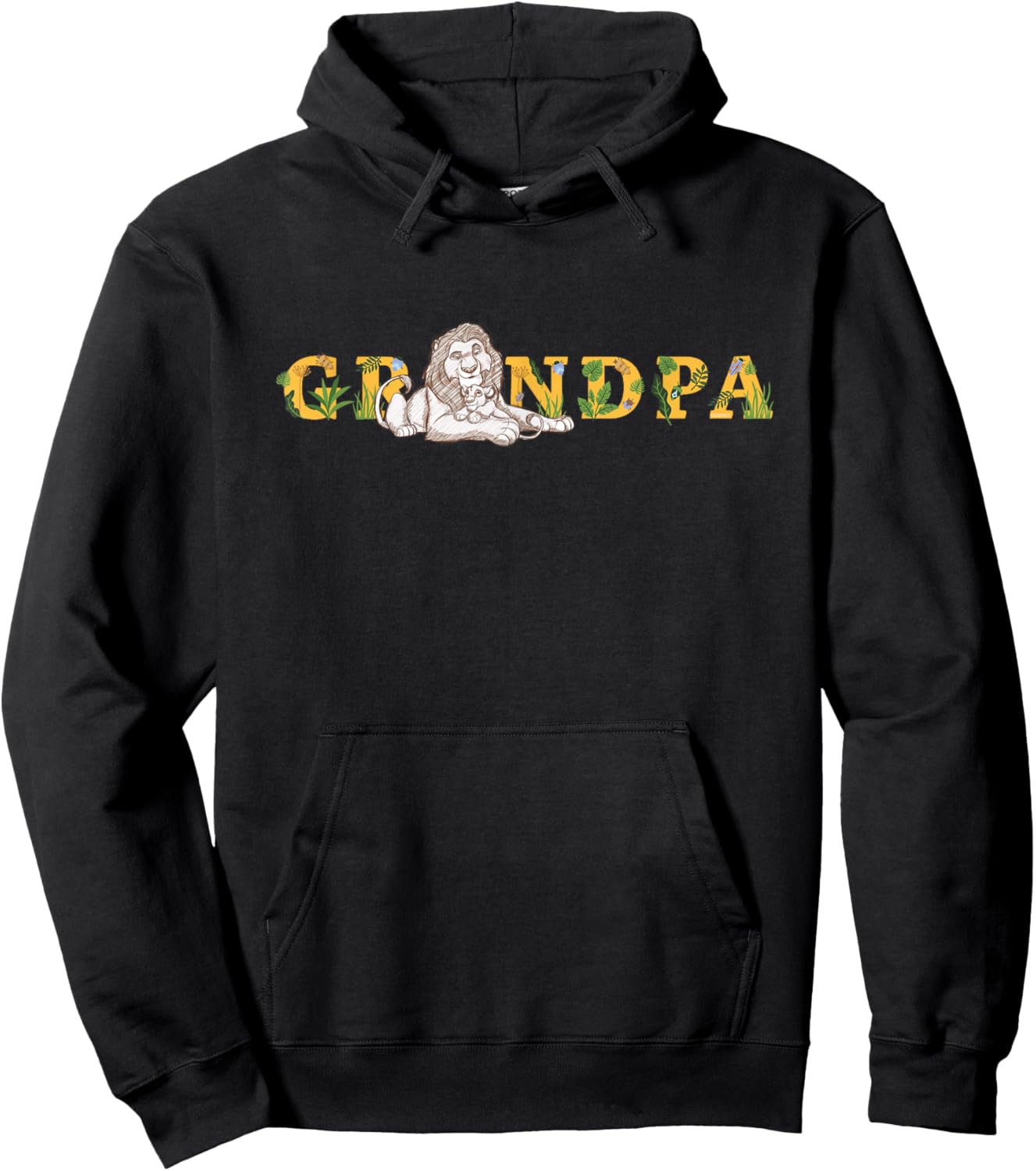Disney The Lion King Grandpa Father's Day Mufasa Sketch Hoodie - Hoodie | Black