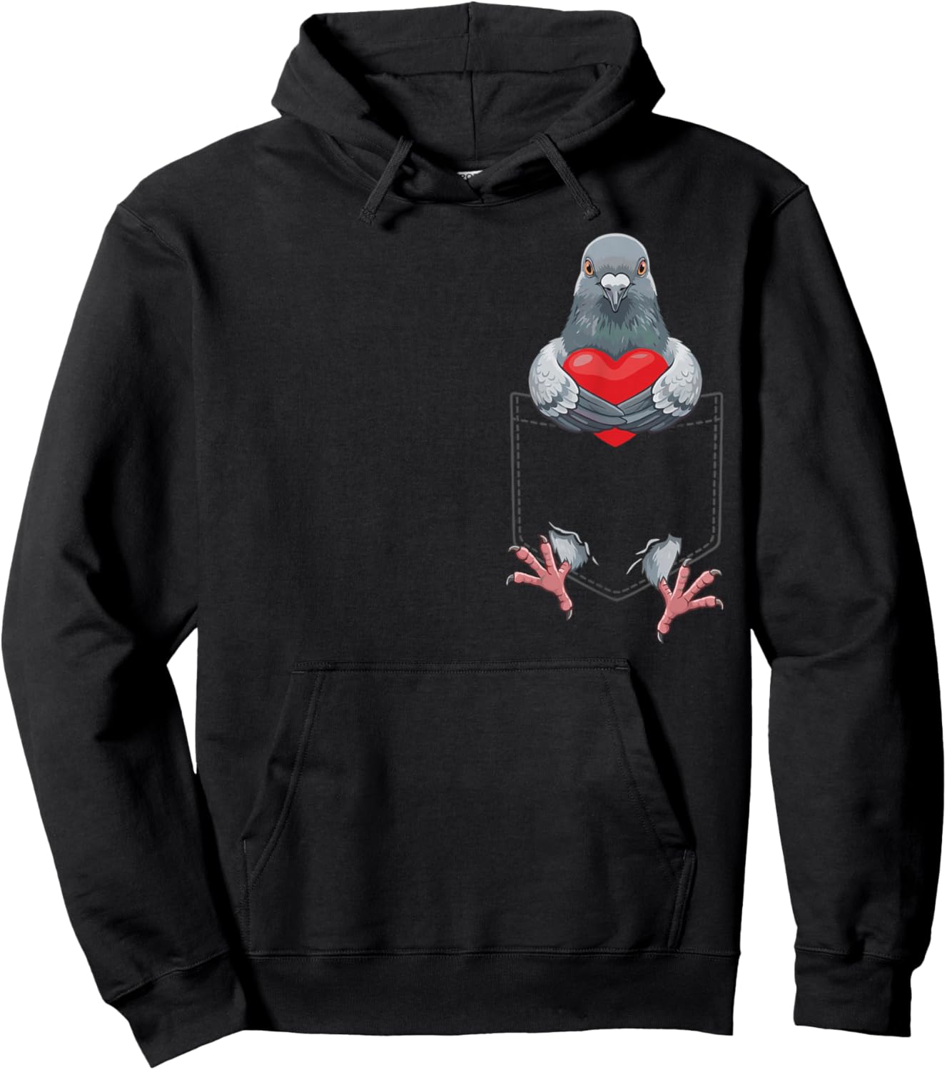 Cute Pigeon in Pocket Bird Lover Design Valentines Hoodie - Hoodie | Black