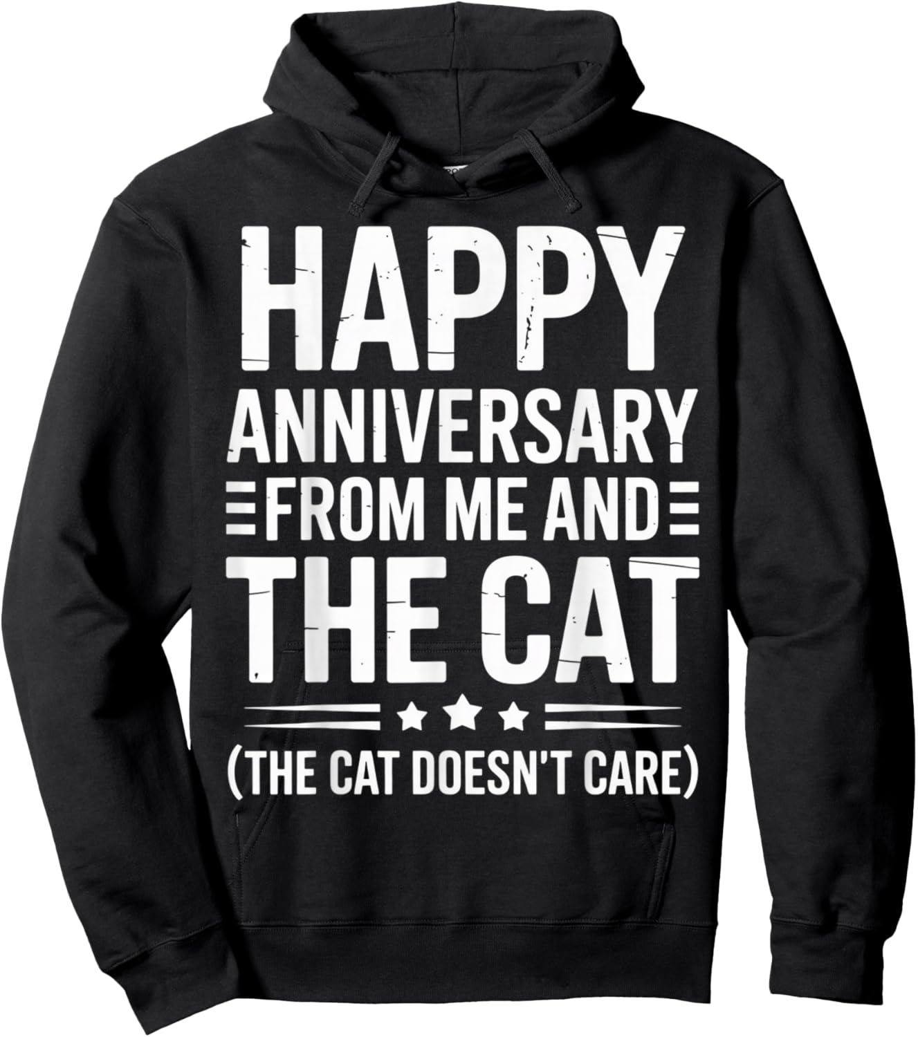 Happy Anniversary from Me and The Cat Funny Marriage Humor Hoodie - Hoodie | Black