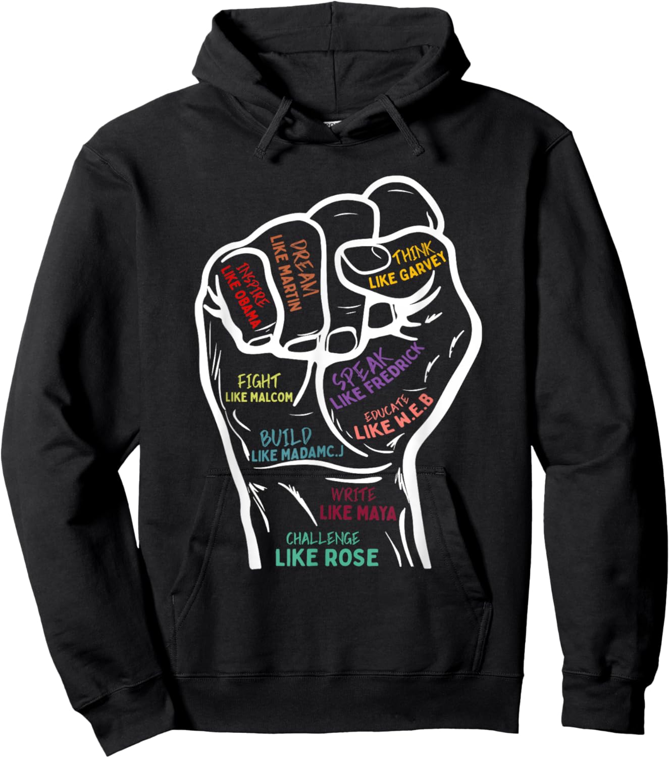 Power Fist Hand Inspirational Leaders Black History Month Hoodie - Hoodie | Black
