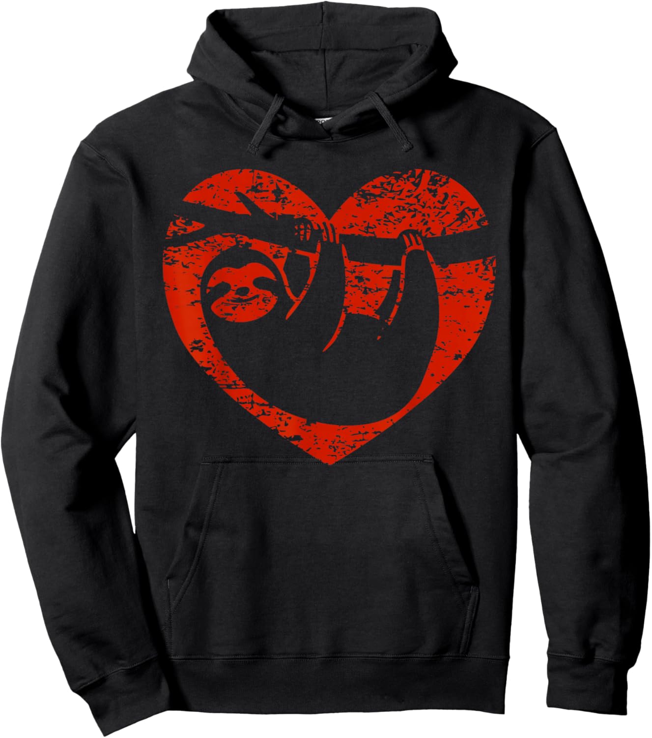 Vintage Valentines Day Graphic Novelty Sloth Love Heart Hoodie - Hoodie | Black