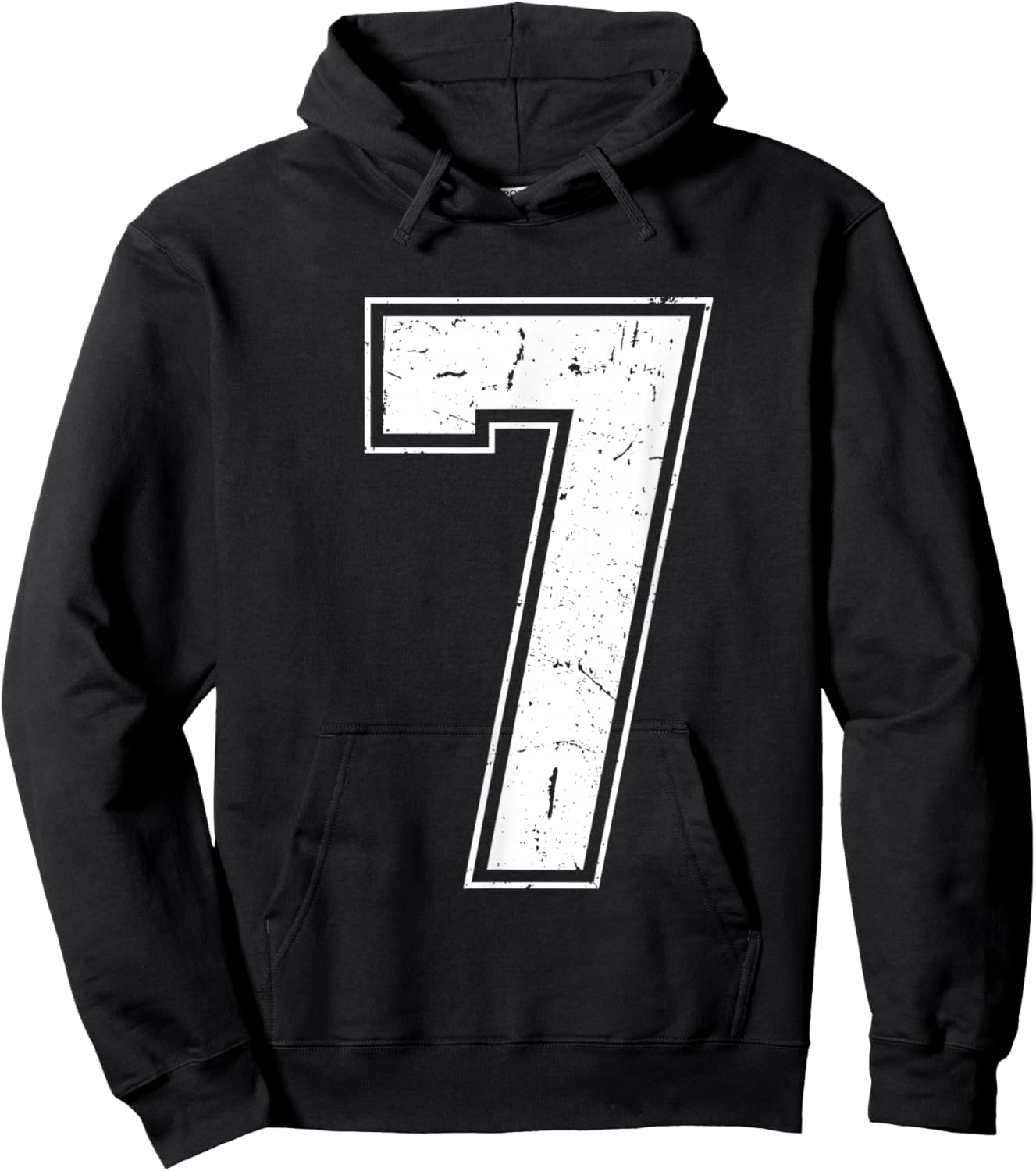 Number 7 Matching Costume 67 Meme Costume Distressed Retro Hoodie - Hoodie | Black