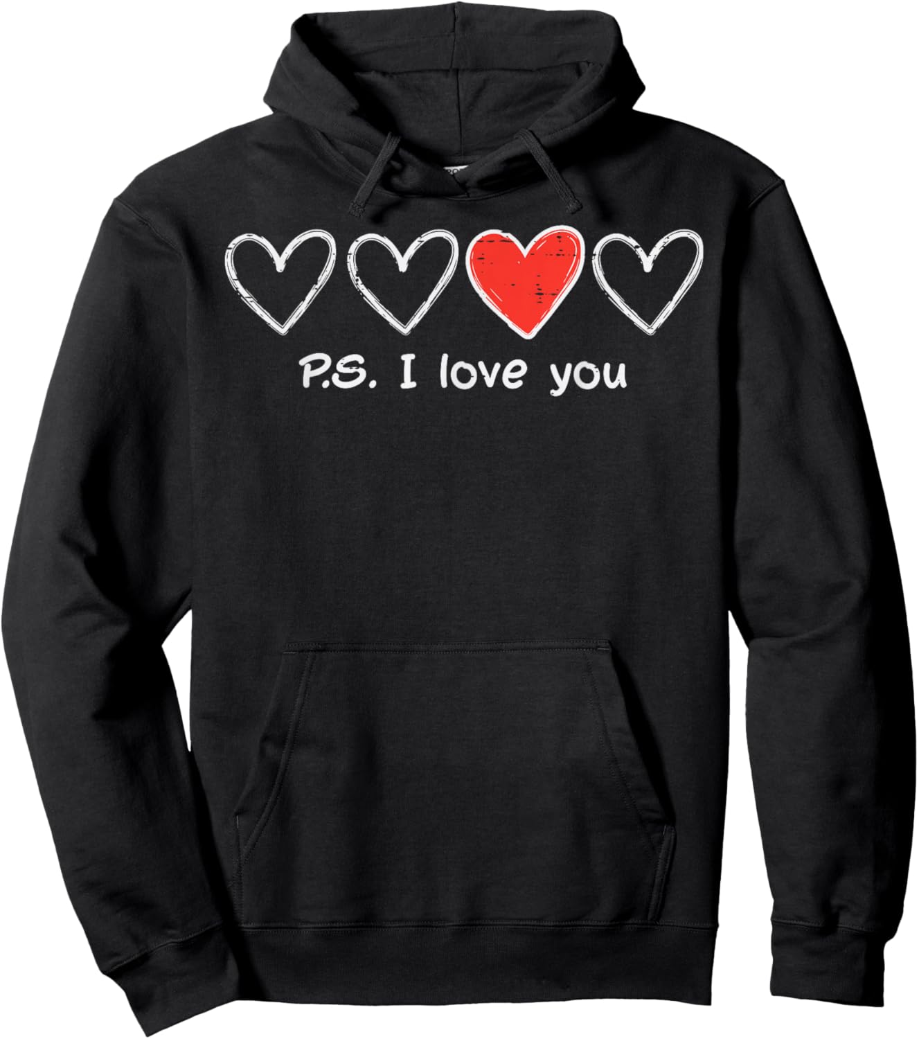 Valentines Day Hearts PS I Love You Cute Women Girls Kid Men Hoodie - Hoodie | Black