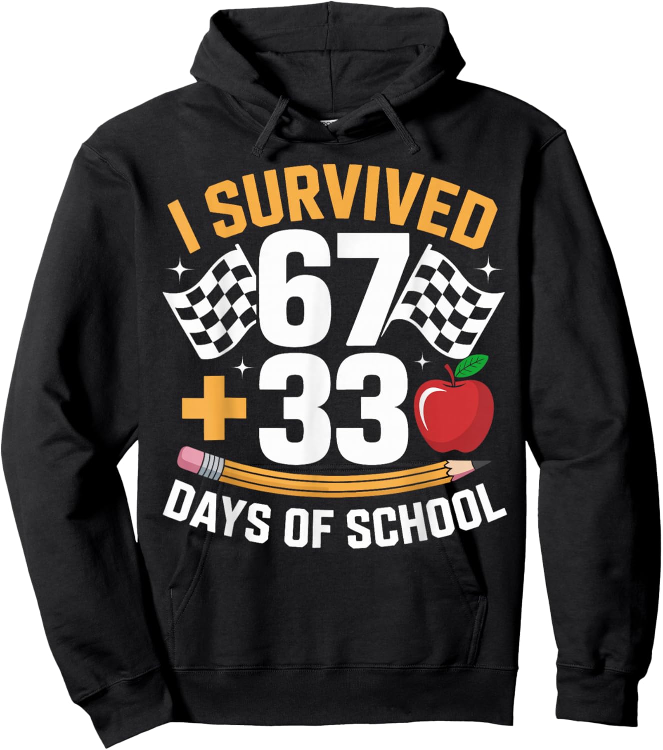 I Survived 67 33 Days of School Funny 100th Day School Retro Hoodie - Hoodie | Black