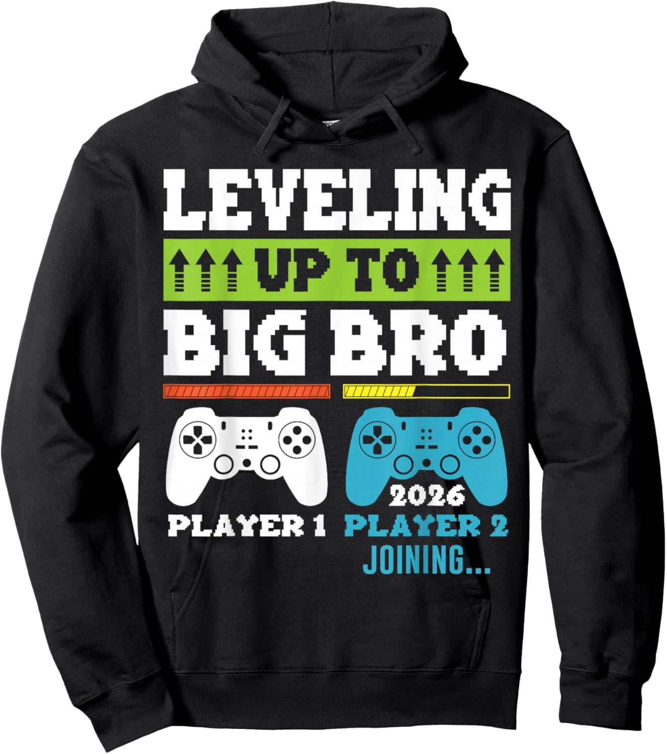 Leveling up to Big Brother est 2026 Gamer Boys Gaming Kids Hoodie - Hoodie | Black