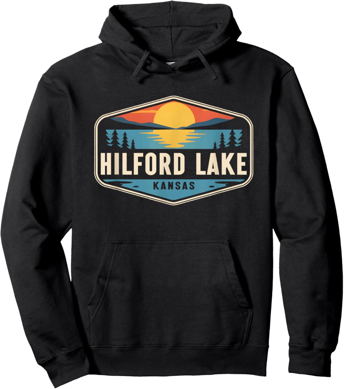 Milford Lake Kansas Outdoors Vintage Hoodie - Hoodie | Black
