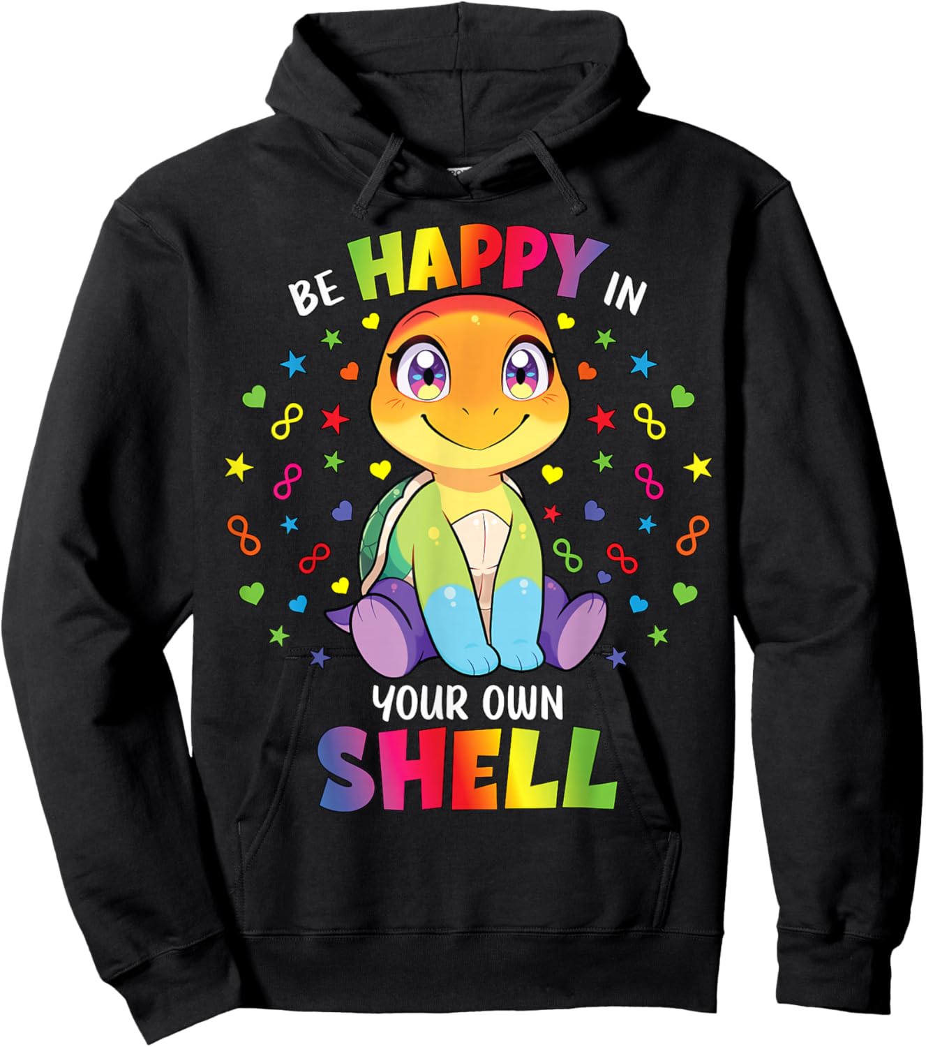 Be Happy in Your Own Shell Kids Autism Awareness Turtle Hoodie - Hoodie | Black