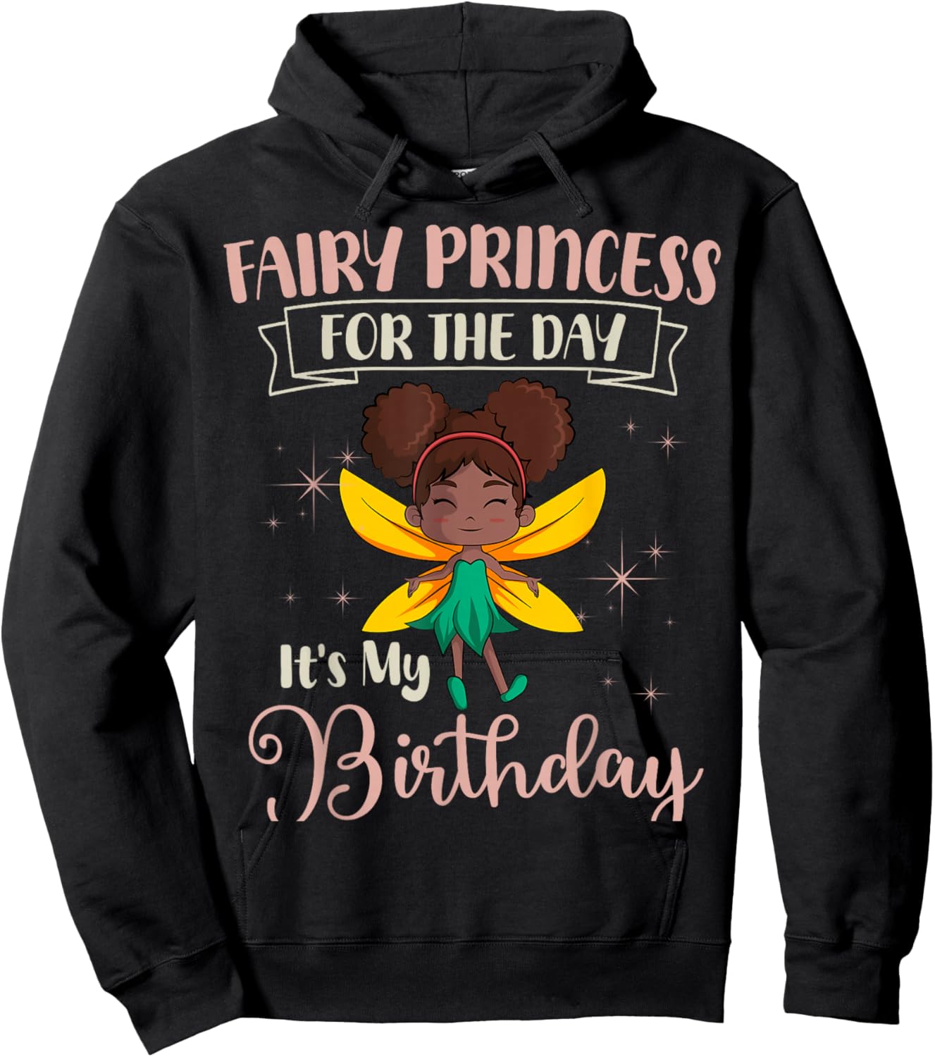 Fairy Birthday Party Magical Theme Pixie African American Hoodie - Hoodie | Black