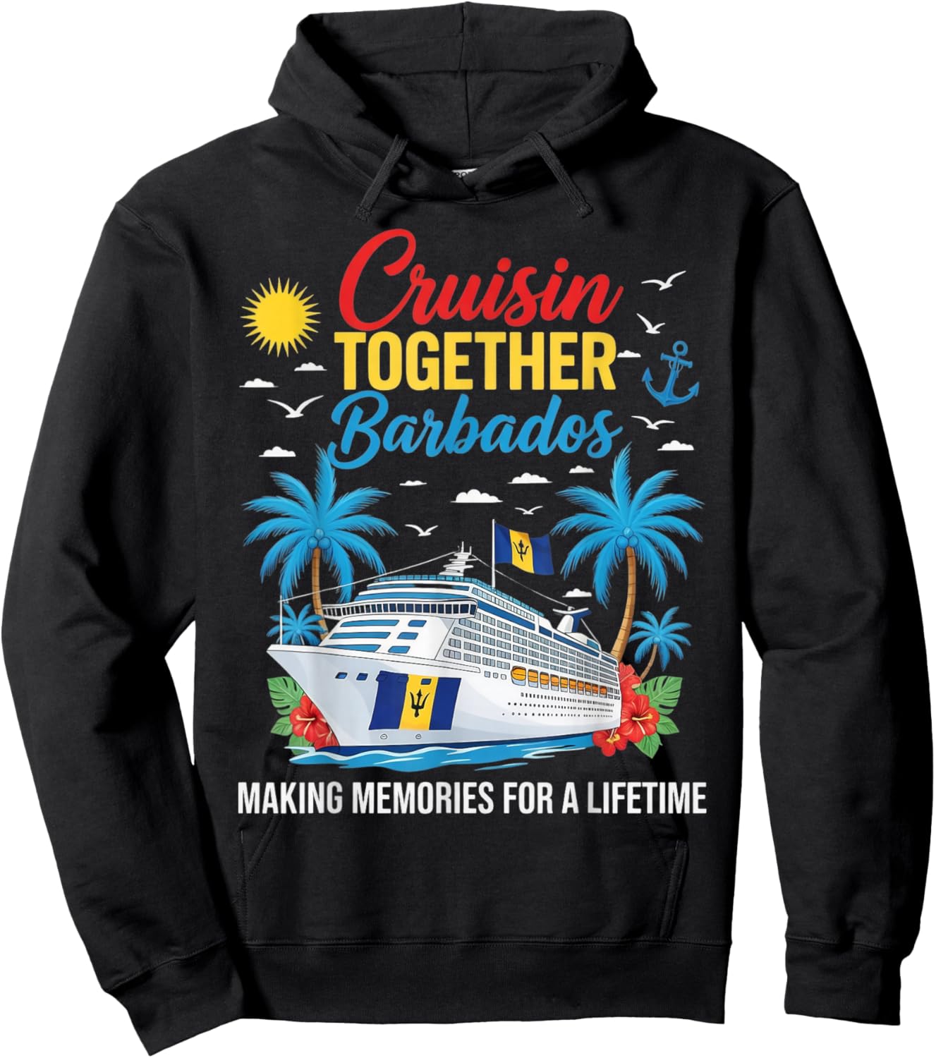 Cruisin Together Barbados Barbadian Bajan Flag Barbados Hoodie - Hoodie | Black
