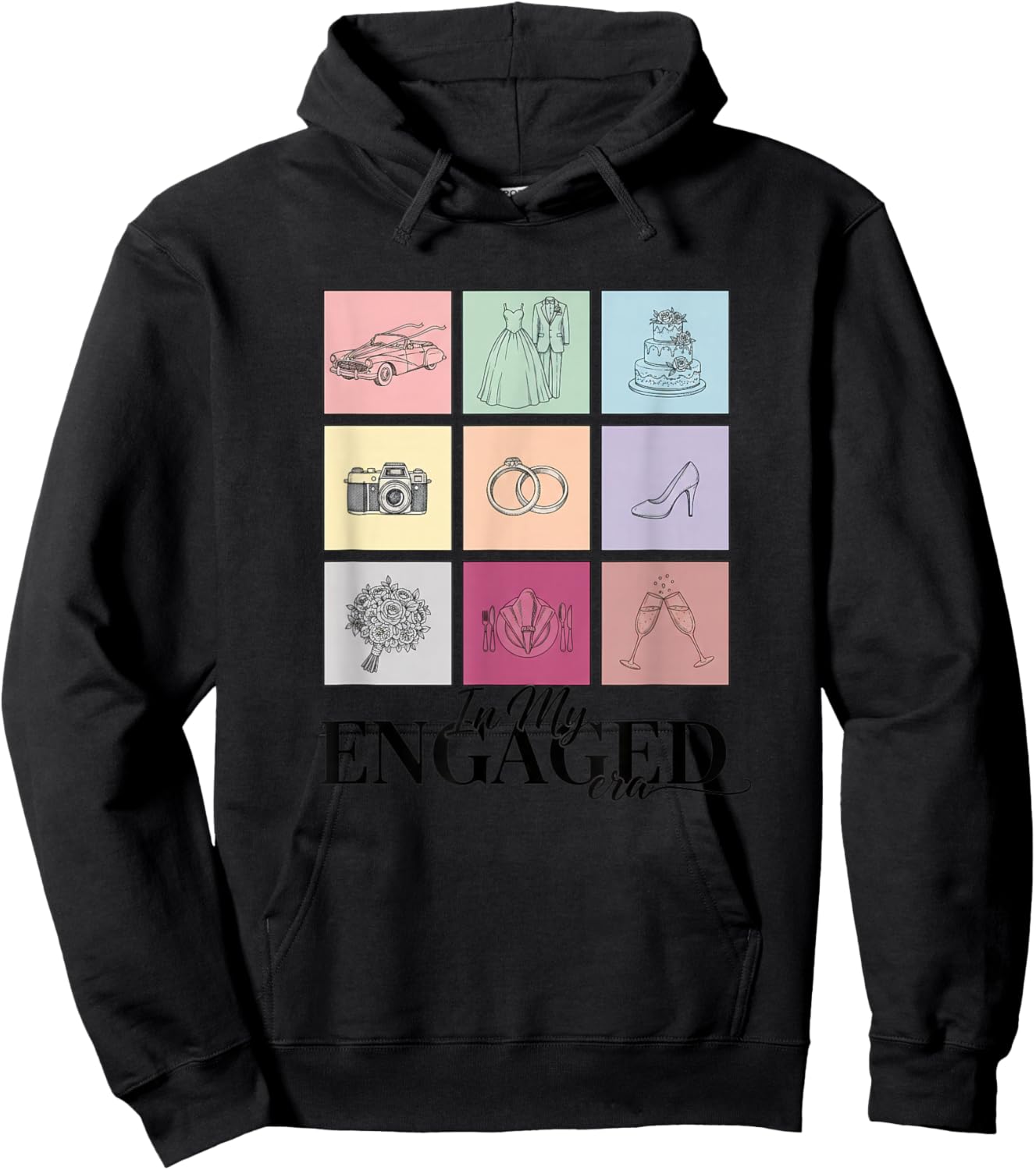 in My Engaged Era Wedding Engagement Funny Bride Bachelorett Hoodie - Hoodie | Black