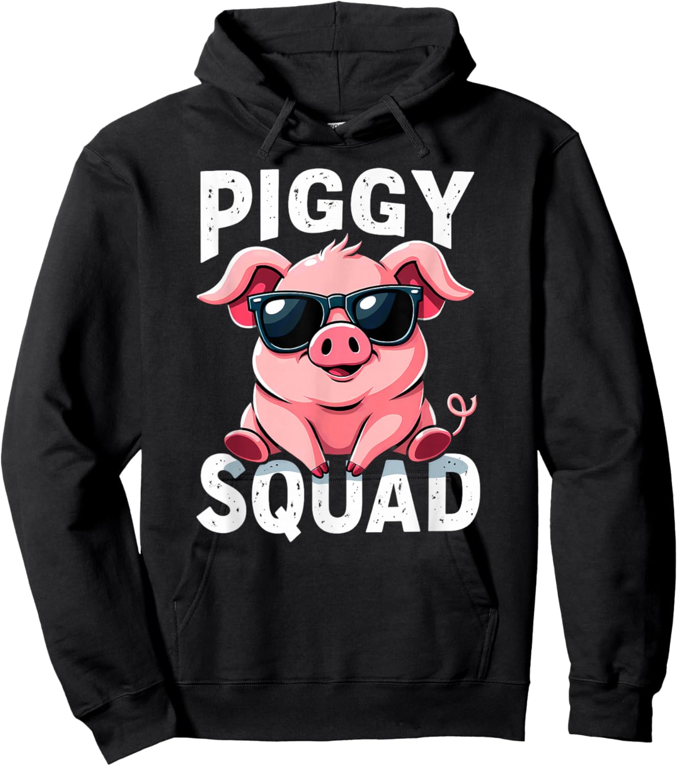 Cute Pig with Sunglasses Piggy Squad Farmer Hoodie - Hoodie | Black
