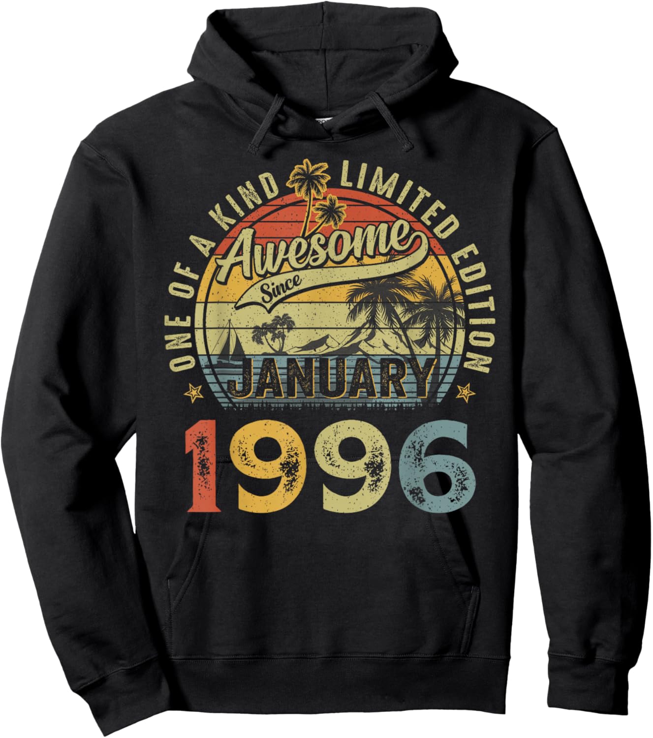 Awesome Since January 1996 Vintage Retro 30th Birthday Men Hoodie - Hoodie | Black