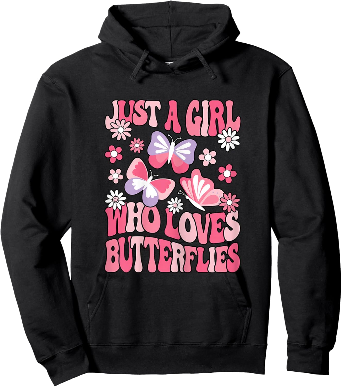 Just A Girl Who Loves Butterflies Butterfly Lover Girls Kids Hoodie - Hoodie | Black