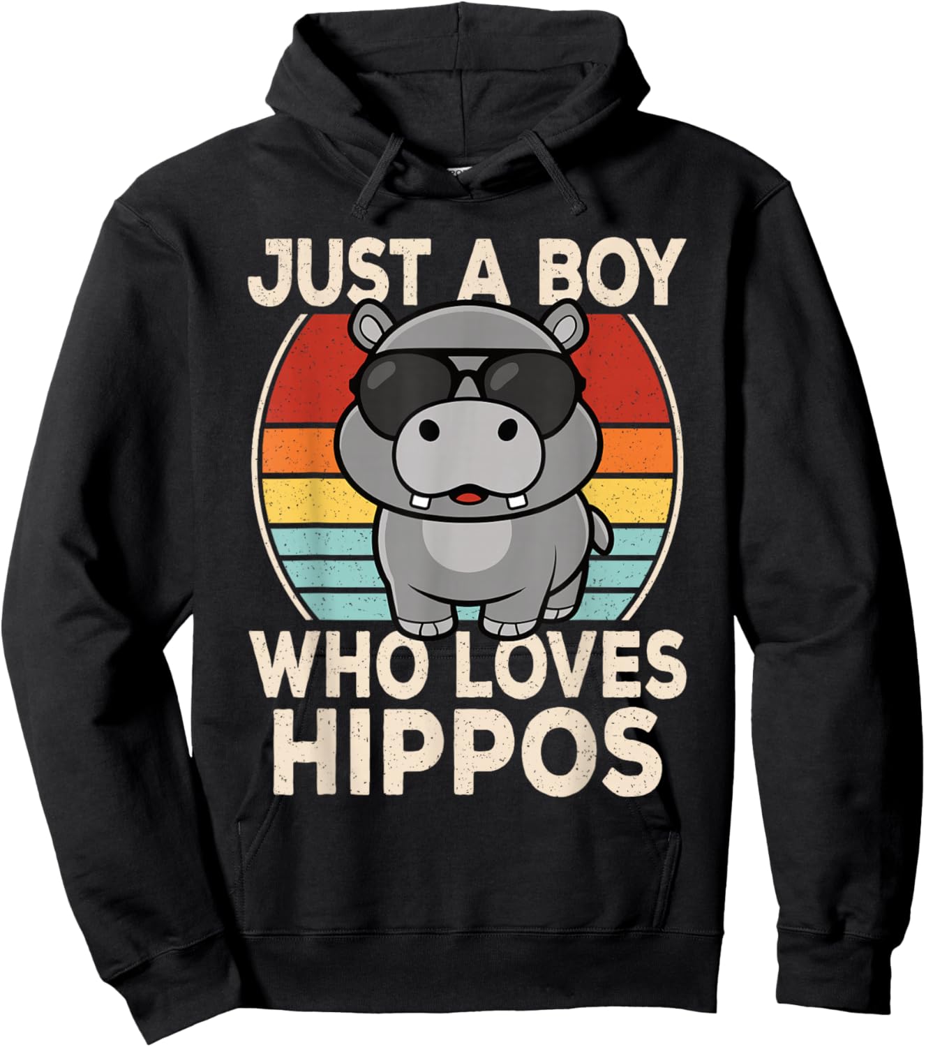 Just A Boy Who Loves Hippos Hippopotamus Lover Boys Kids Hoodie - Hoodie | Black