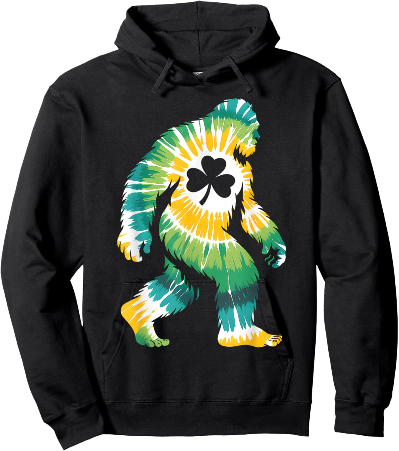 Tie Dye St Patricks Day Bigfoot Sasquatch Shamrock Funny Hoodie - Hoodie | Black
