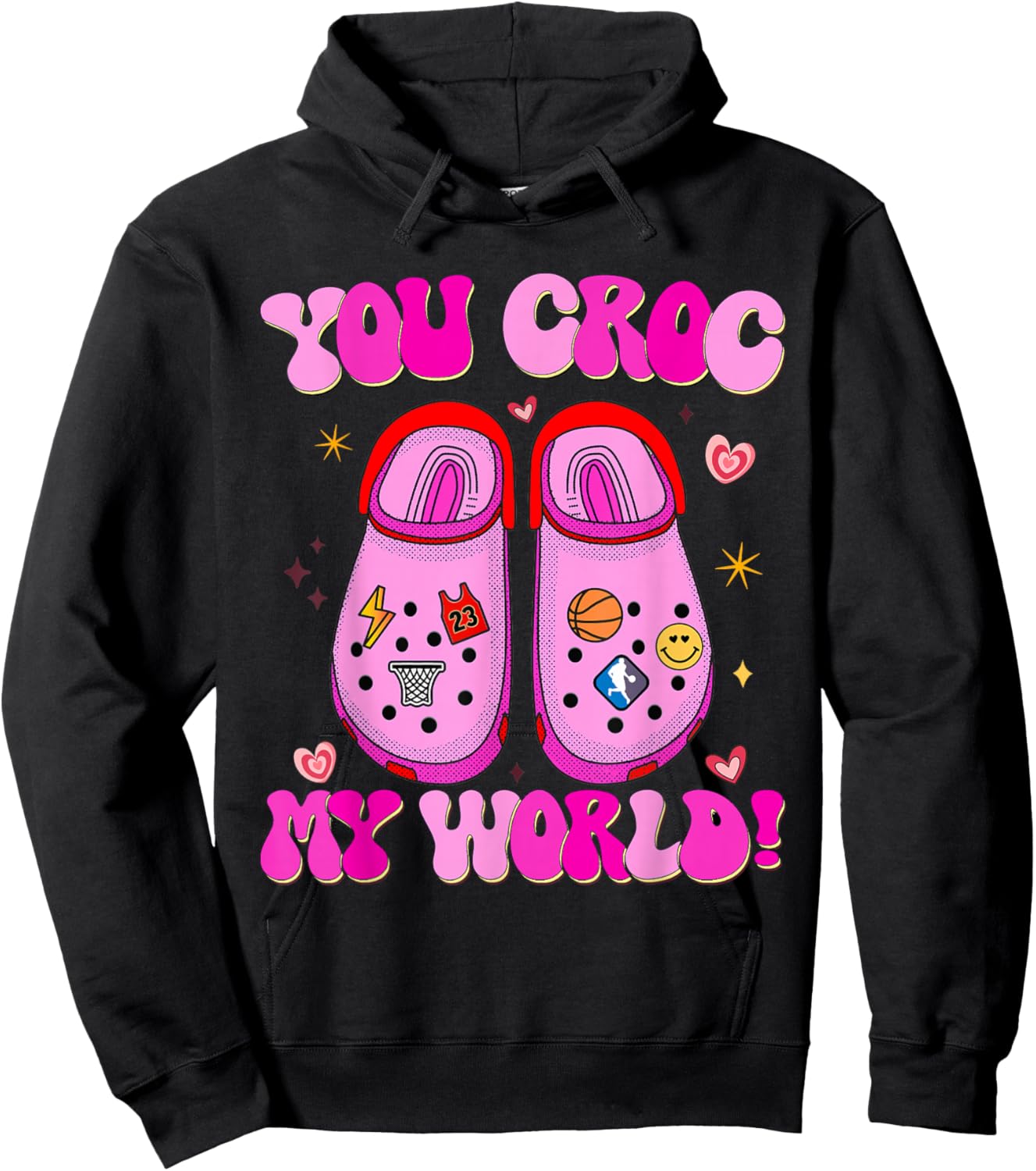 Retro You Croc My World Funny Valentine Hoodie - Hoodie | Black