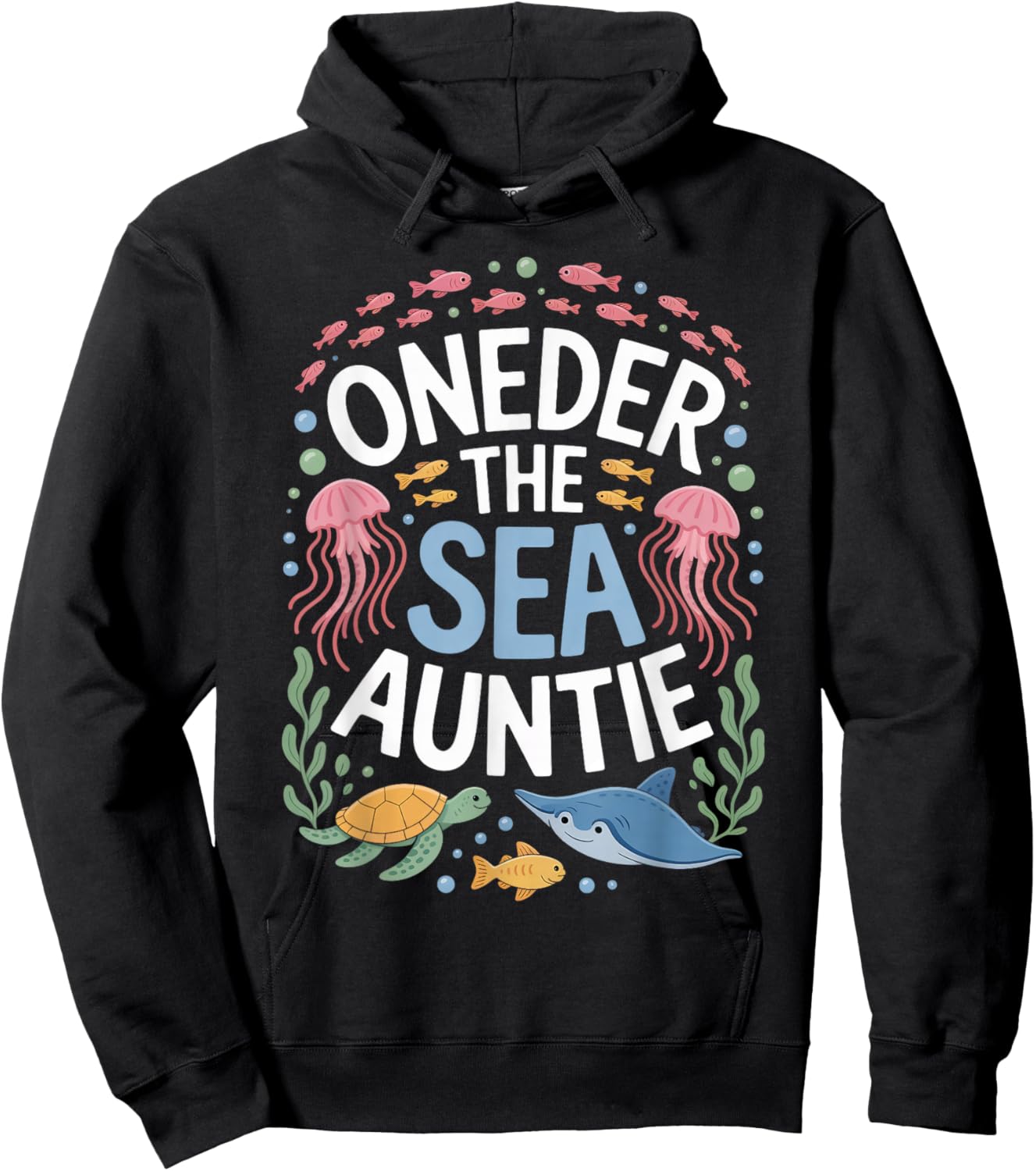 OneDer The Sea Auntie 1st Birthday Aunt Matching Hoodie - Hoodie | Black