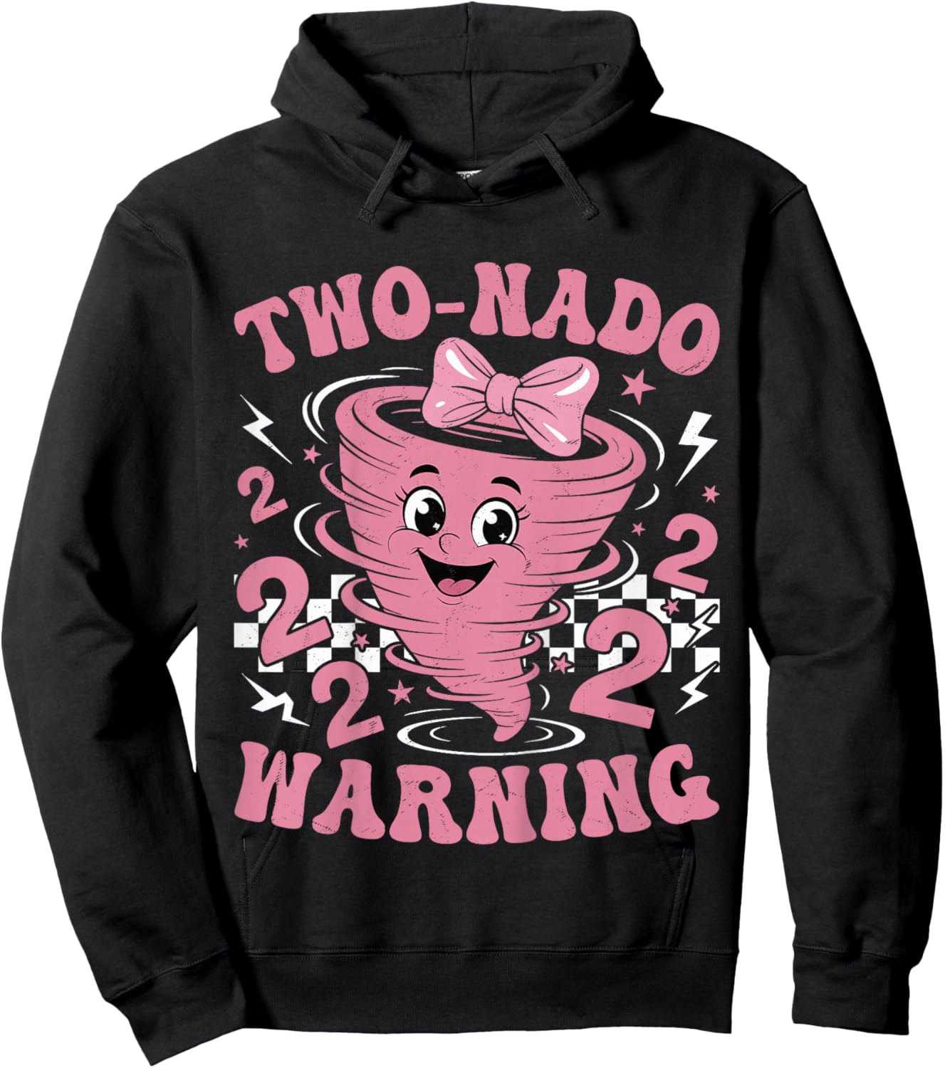 Two Nado Warning Coquette Bow 2nd Birthday 2 Year Old Girls Hoodie - Hoodie | Black