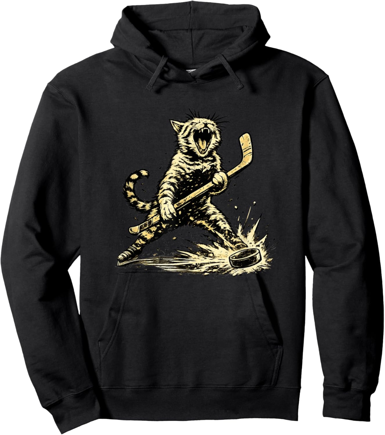 Cat Playing Ice Hockey Graphic Love Hockey Sports Cats Hoodie - Hoodie | Black