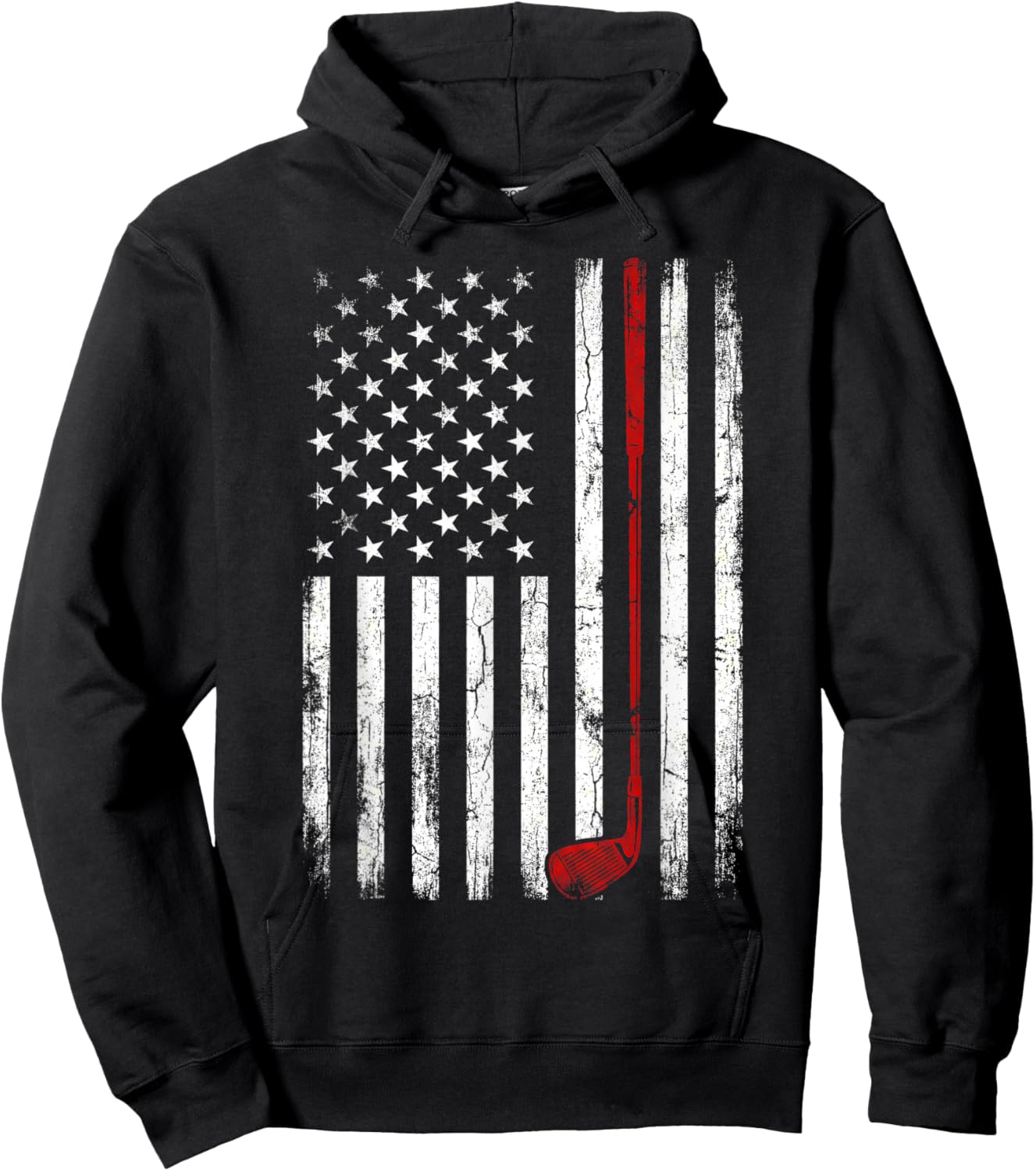 Patriotic American Flag Golf Golfer Graphic Women Hoodie - Hoodie | Black