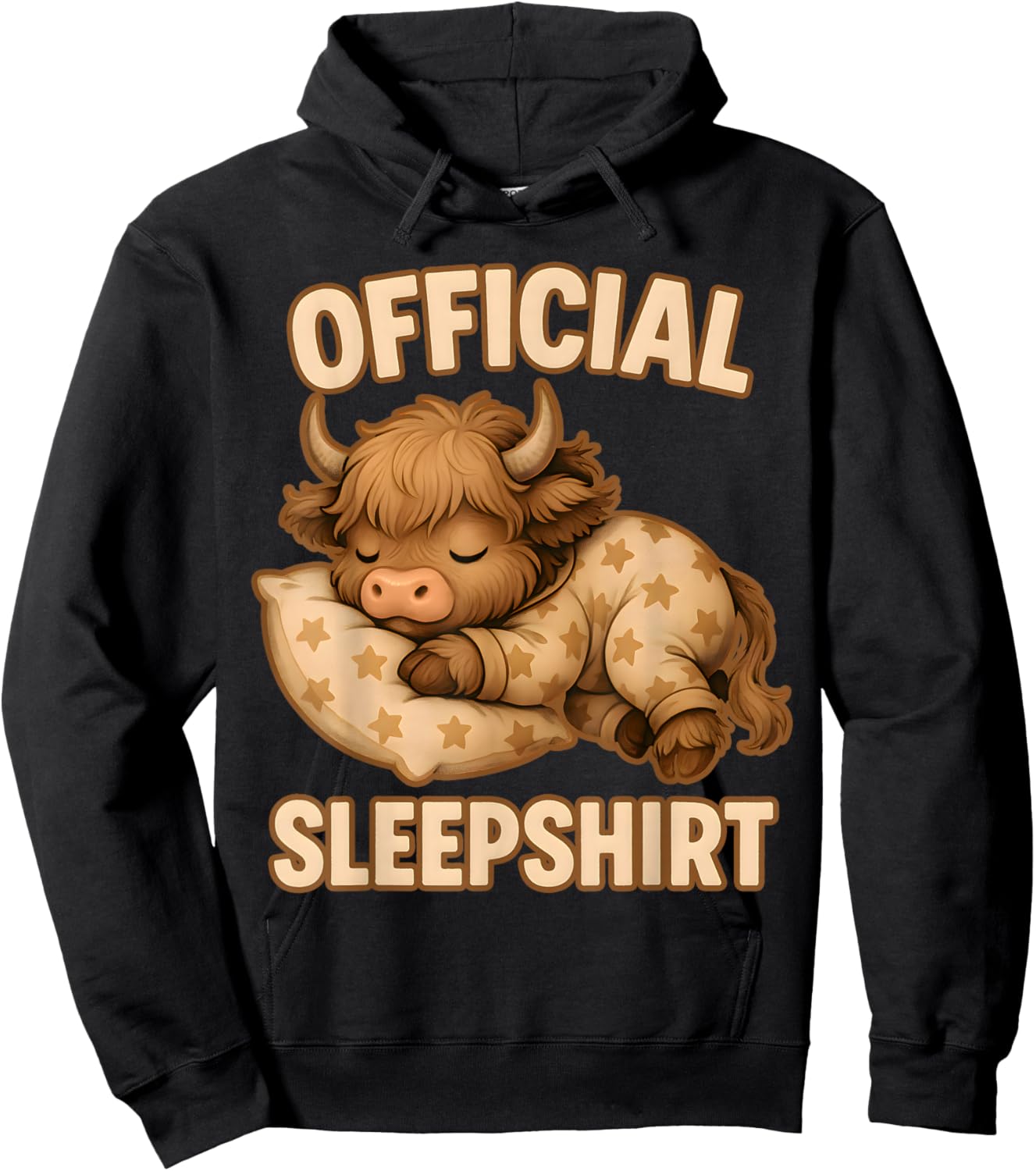Highland_Cow - Official Sleepshirt Pajamas Nightgown Hoodie - Hoodie | Black