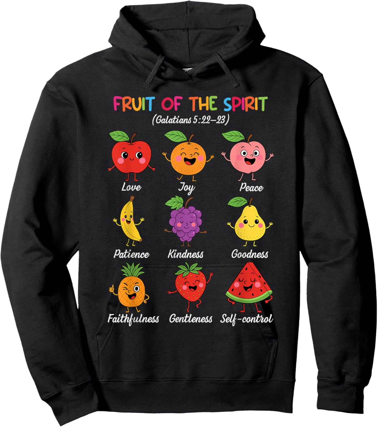 Fruit of The Spirit Christian Faith Religious Bible Verse Hoodie - Hoodie | Black