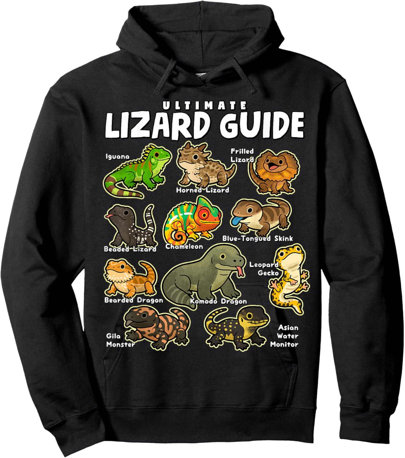 Ultimate Lizard Guide Cute World Lizards Reptile Herpetology Hoodie - Hoodie | Black