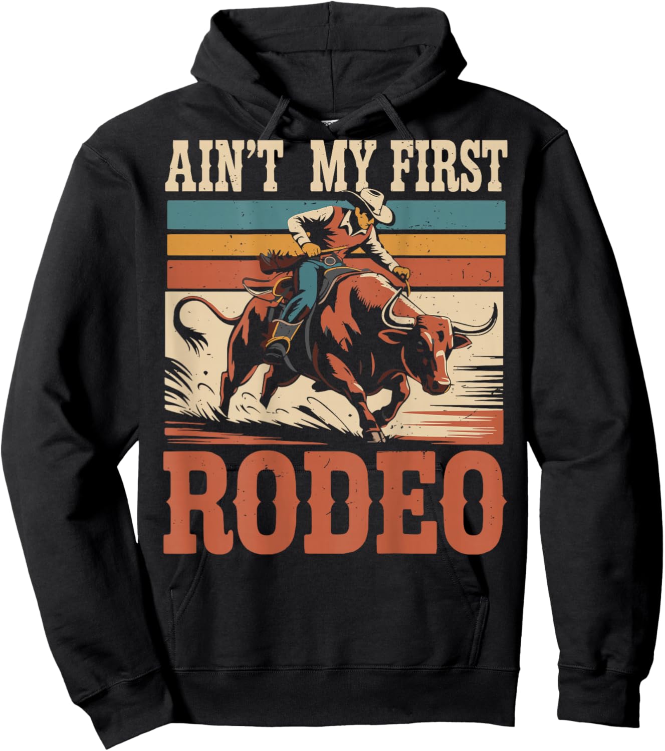 Toddler Bull Riding Aint My First Rodeo Cowboy Western Rider Hoodie - Hoodie | Black