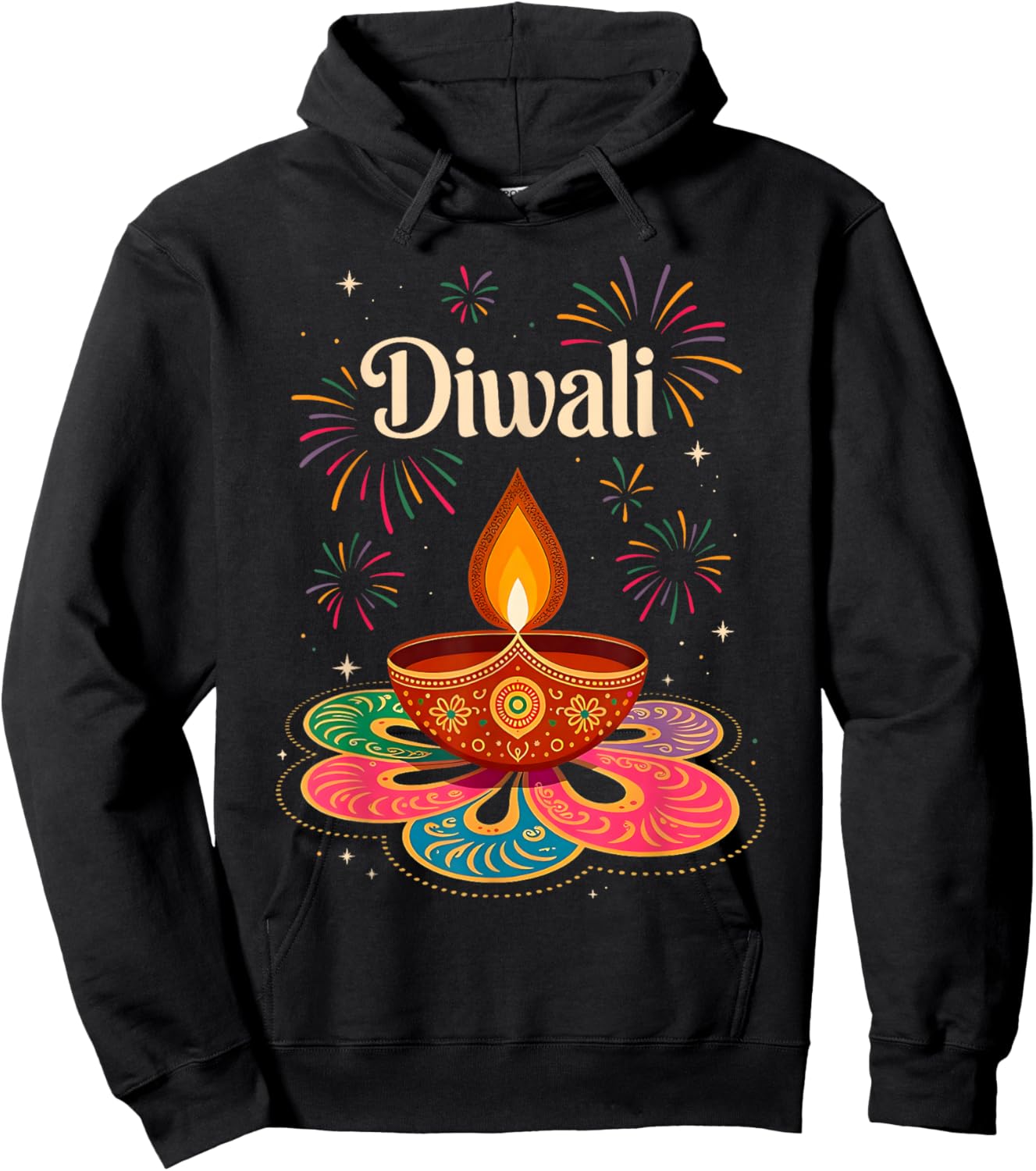 Happy Diwali Deepavali Hindu Indian Festival of Lights Hoodie - Hoodie | Black