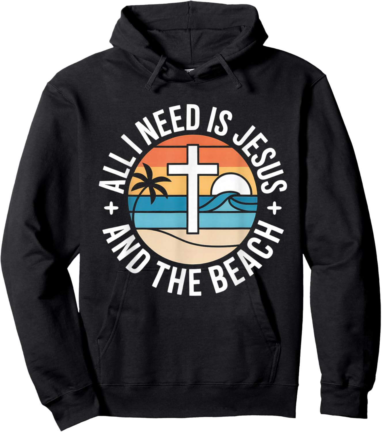 All I Need Jesus and The Beach Funny Christian Sun Vacation Hoodie - Hoodie | Black