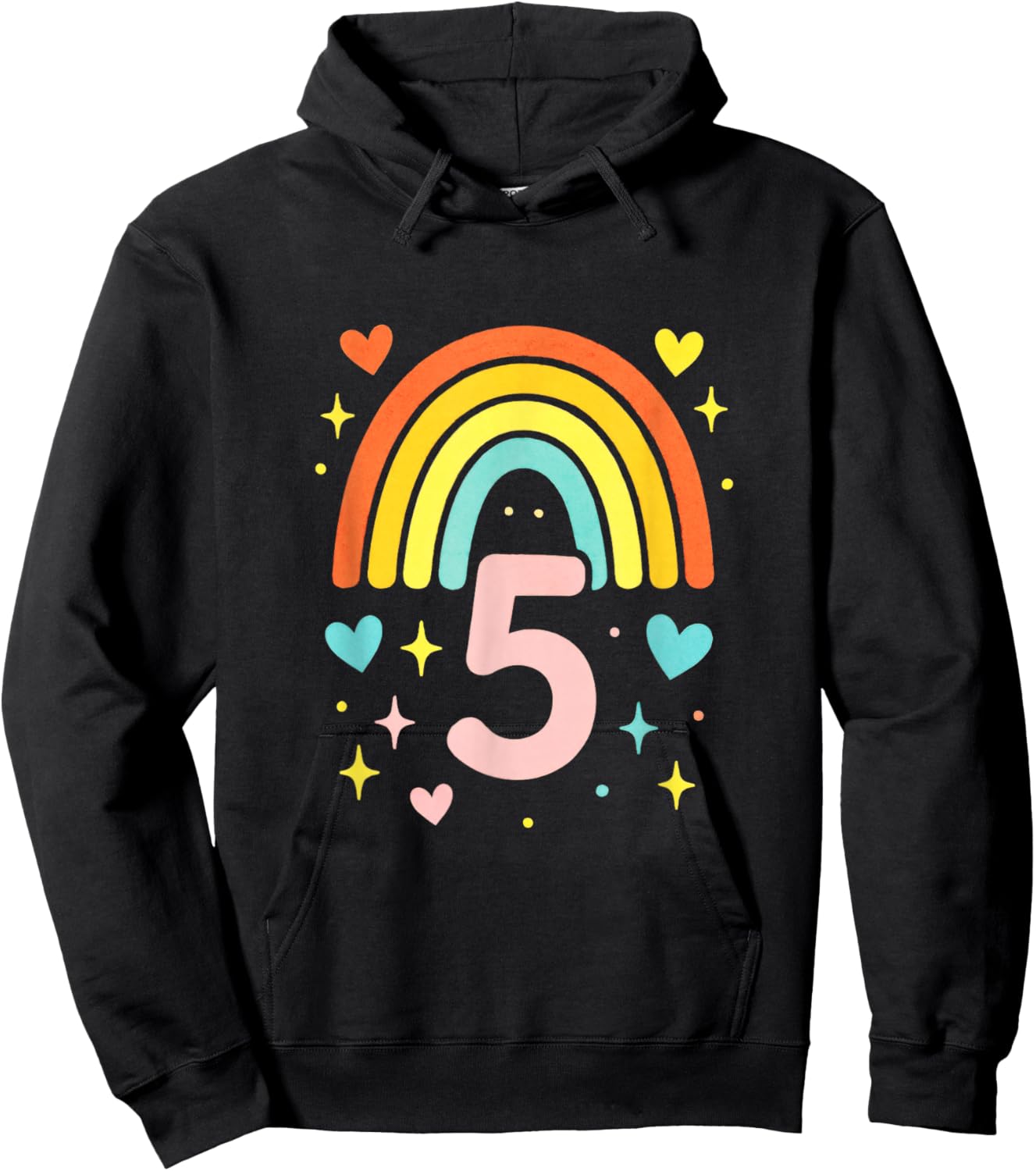 5th Birthday First Birthday Rainbow 5 Year Old Hoodie - Hoodie | Black