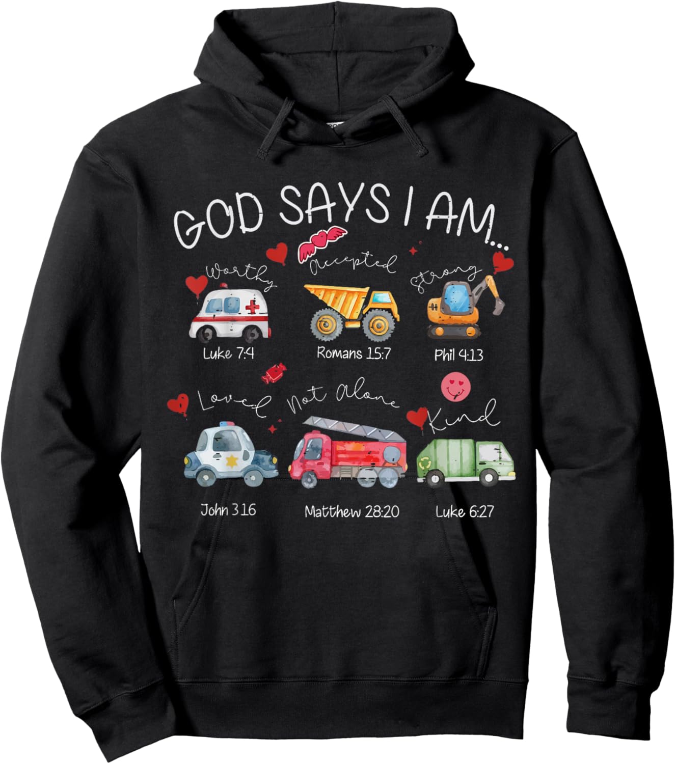 Funny God Says I Am Christian Valentine Vehicle Toddler Boys Hoodie - Hoodie | Black