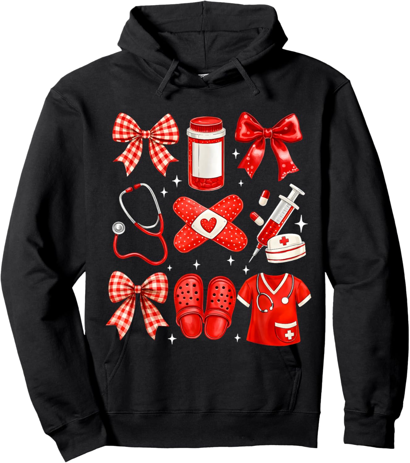 Nurse Valentines Cute Coquette Nursing Hoodie - Hoodie | Black